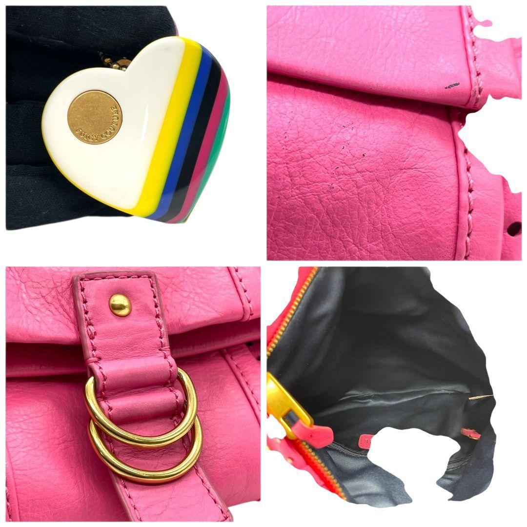 ジューシークチュール ショルダーバッグ ピンク パンチング レザー U1 本革 斜め掛け可 JUICY COUTURE ロゴプレート ロゴチャーム ゴールド金具 オシャレ