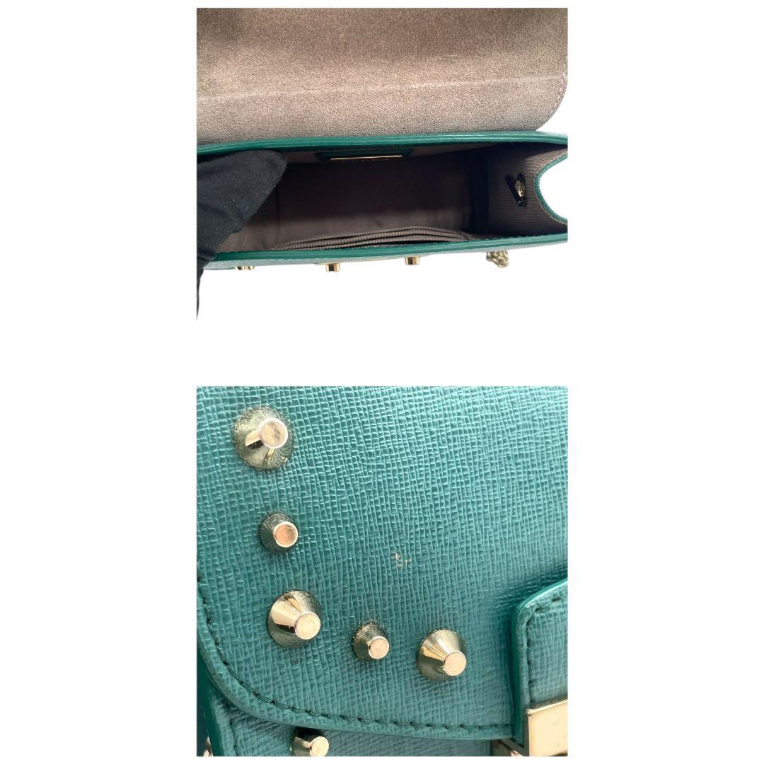 フルラ FURLA ショルダーバッグ 緑 グリーン メトロポリス 斜め掛け可 レザー 本革 チェーン フラップ ゴールド金具 ロゴプレート s12 レディース