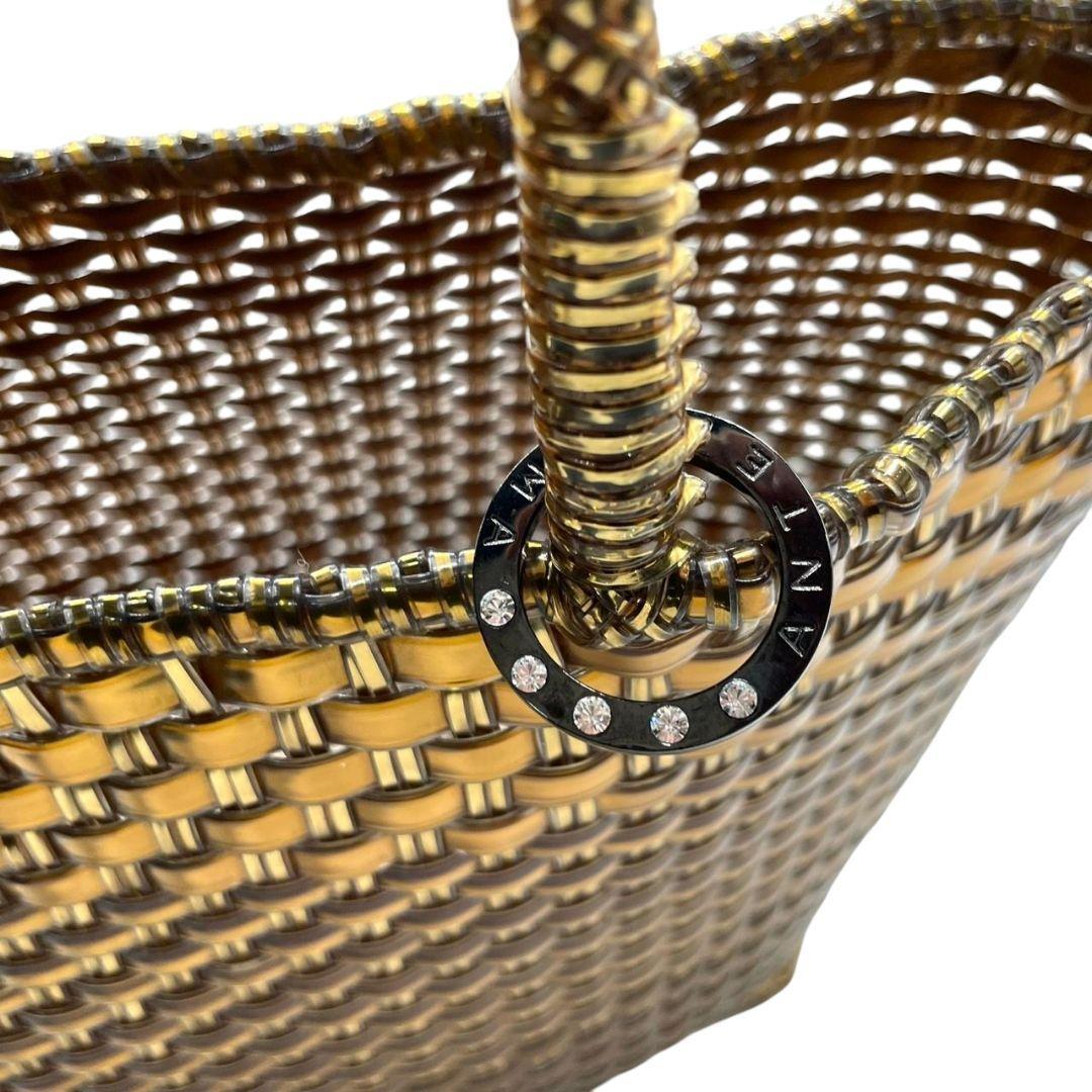 アンテプリマ ANTEPRIMA トートバッグ イントレッチオ ゴールド 金 編み込み ワイヤーバッグ チャーム付き A4収納可 自立可 ワイヤー レディース バッグ 美品 A2