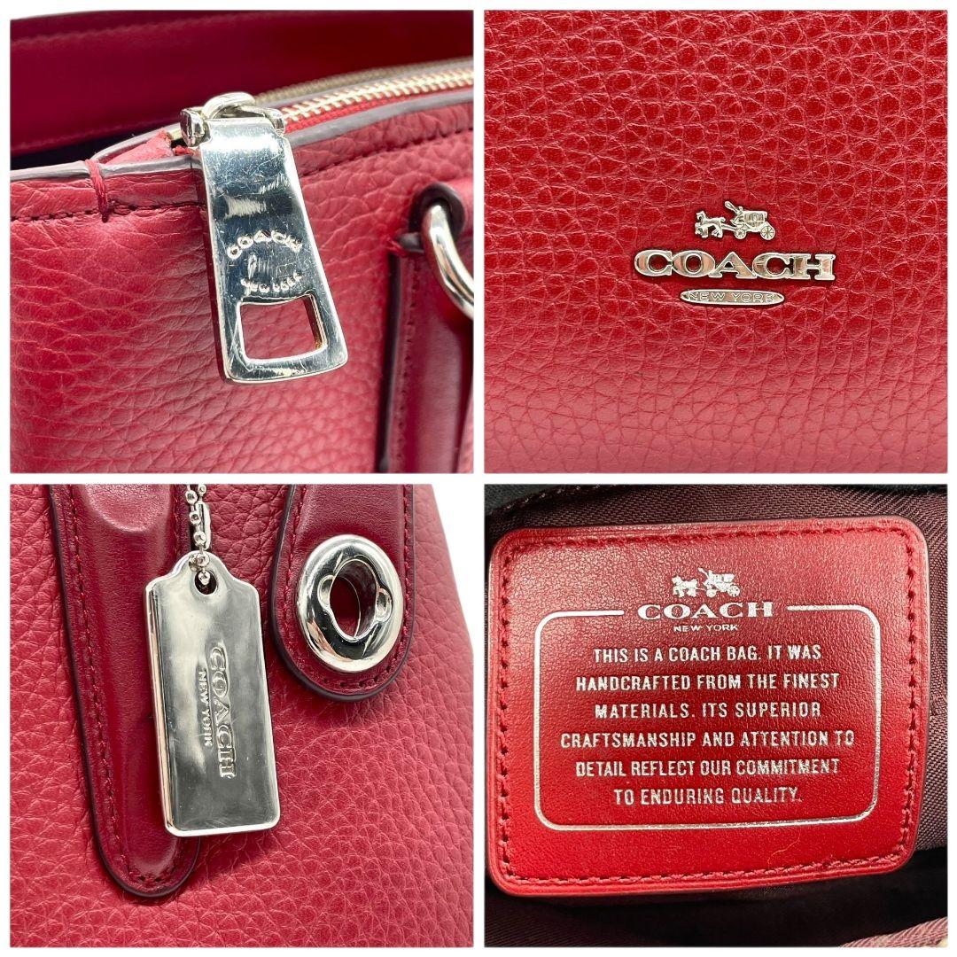 コーチ COACH ハンドバッグ 赤 レッド レザー 本革 2way 斜め掛け可 ショルダーバッグ トートバッグ シルバー金具 ロゴタグ 自立可 56839 u16