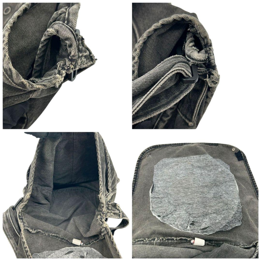 ハンティングワールド ショルダーバッグ 黒 デカロゴ デニム T8 A4収納 斜め掛け可 ワンショルダー ハンドバッグ トートバッグ ブラック グレー アメリカ製 HUNTING WORLD