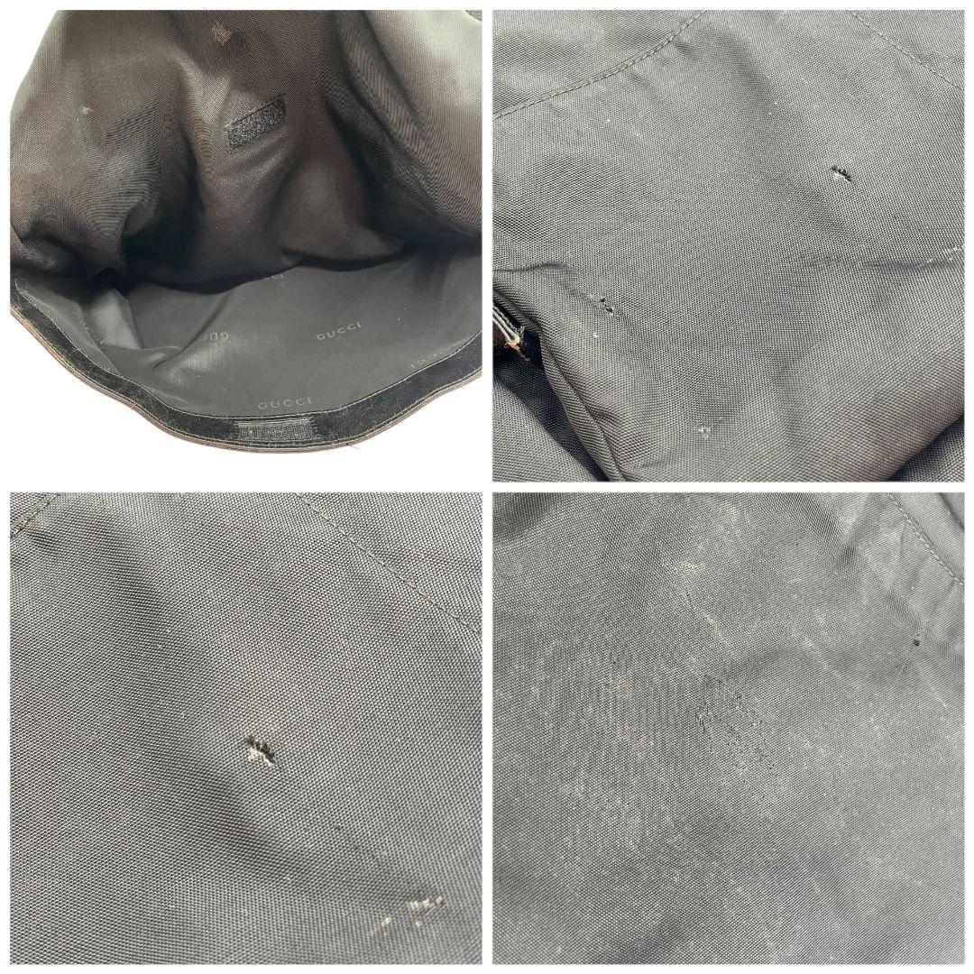 GUCCI グッチ ショルダーバッグ ブラック 黒 ホーボー ロゴプレート A4収納 ワンショル トートバッグ ハンドバッグ ナイロン レザー シルバー金具 s57 上品 高級感
