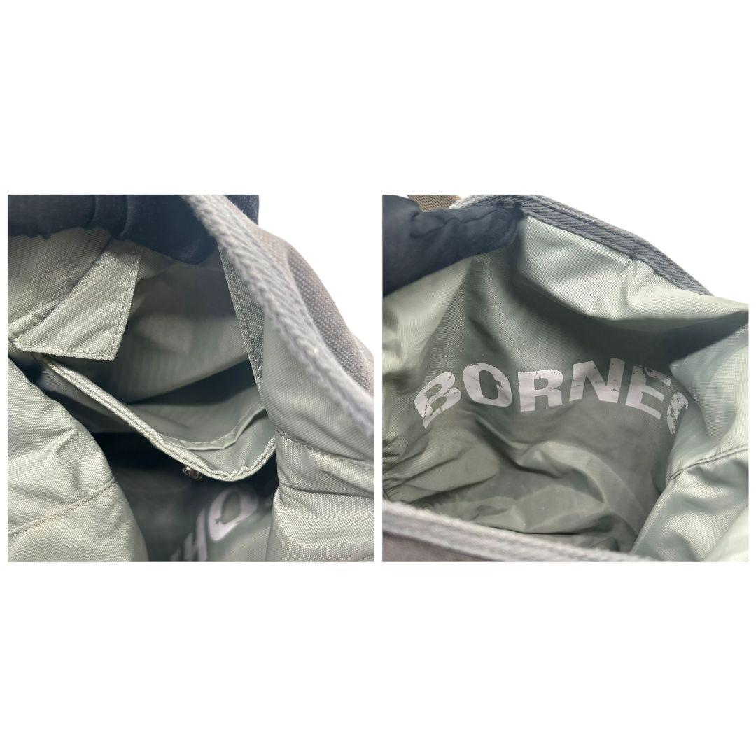 美品 HUNTING WORLD ハンティングワールド ショルダーバッグ ボルネオ 斜め掛け可 グレー×ブラウン キャンバス ブランドロゴ A4収納 E6