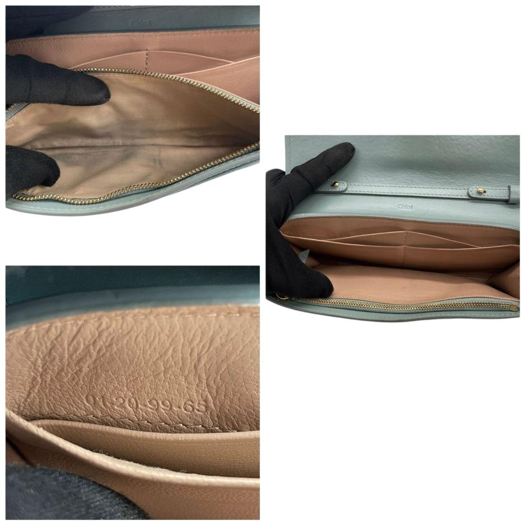 美品 クロエ ショルダーバッグ ショルダーウォレット チェーンウォレット アビー ABY 水色 ブルー レザー 本革 フラップ カデナ キー ゴールド金具 本物保証 鑑定済 C24NKH s85