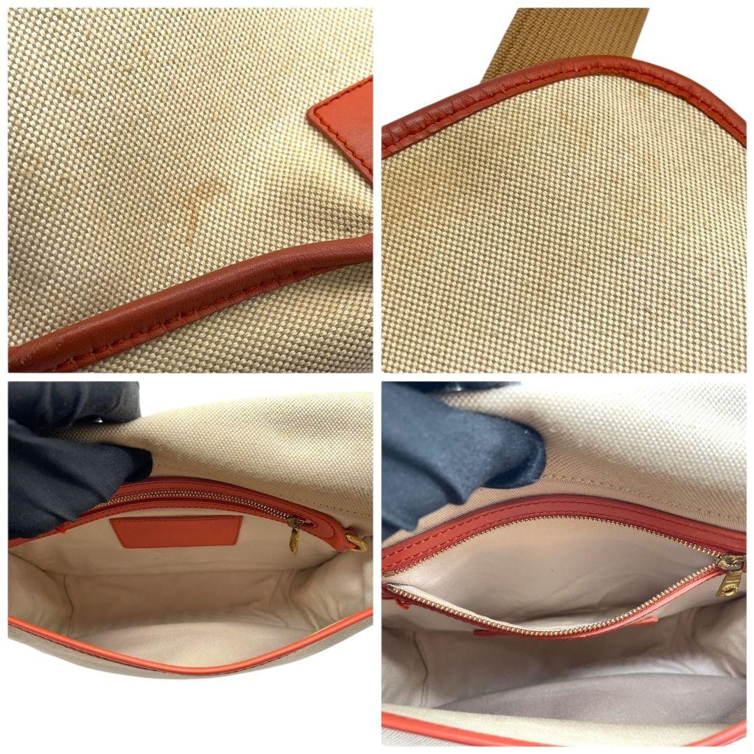 国内タイトルハンティングワールド ショルダーバッグ ベージュ レッド フラップ キャンバス レザー 斜め掛け可 ゴールド金具 ロゴ 本革 オレンジ 肩掛け可 HUNTING WORLD