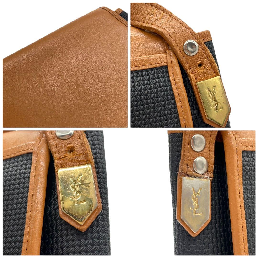 イヴサンローラン フラップ レザー ショルダーバッグ ブラック ブラウン YSLロゴプレート 斜め掛け可 本革