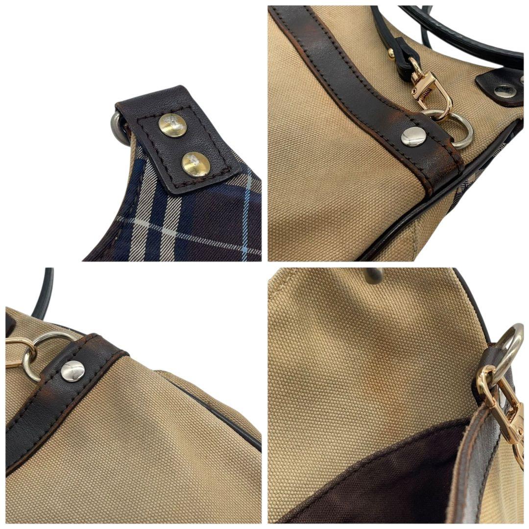 バーバリーブラックレーベル BURBERRY BLACK LABEL ショルダーバッグ 斜め掛け可 ベージュ ブラウン ブラック キャンバス レザー 本革 ロゴプレート メンズ