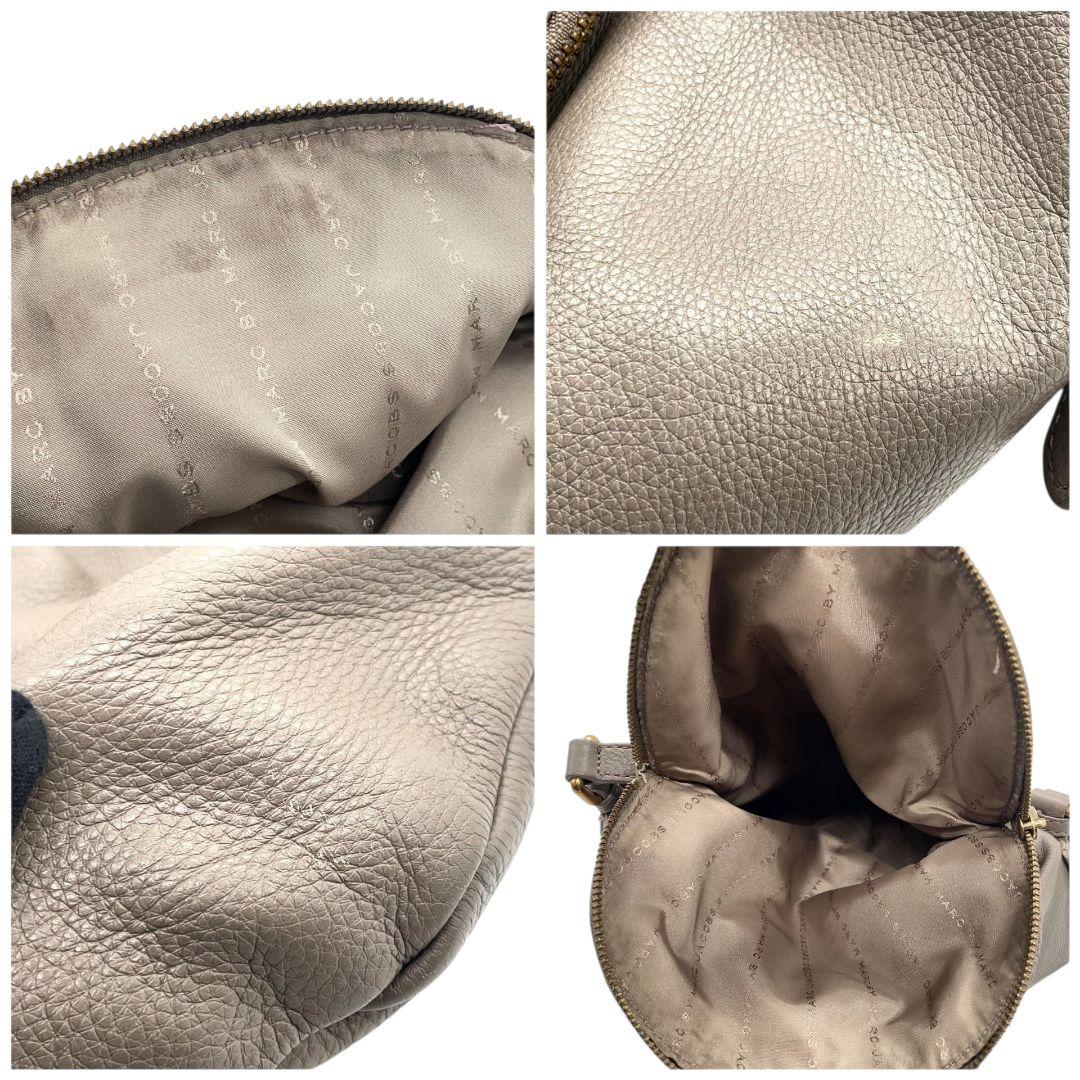 マークバイマークジェイコブス ショルダーバッグ グレー 斜め掛け可 レザー 本革 ゴールド金具 ロゴプレート s5 MARC BY MARC JACOBS レディース