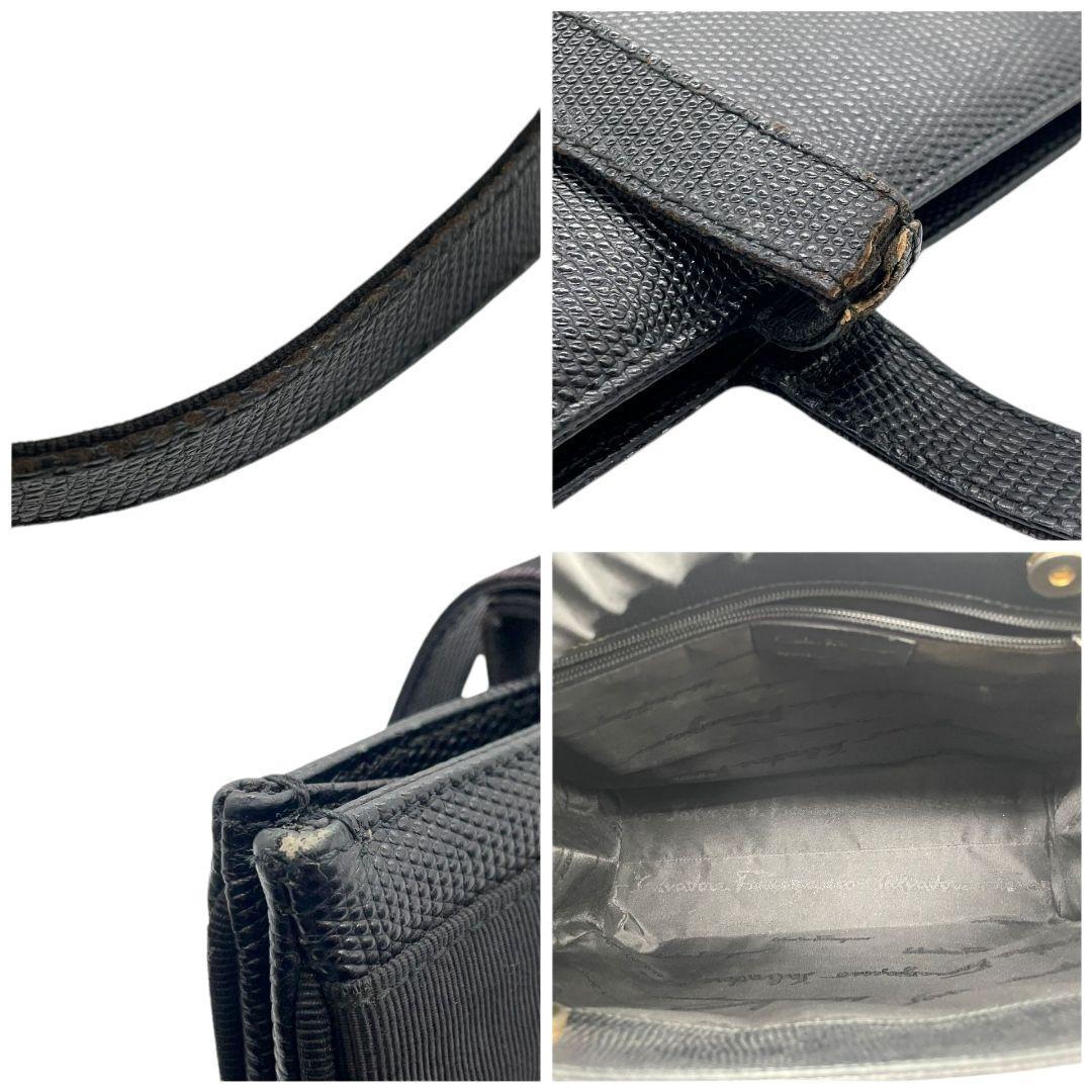 フェラガモ Salvatore Ferragamo トートバッグ 黒 ヴァラリボン レザー ワンショルダー 2530 A5 A4収納 自立可 ゴールド金具 肩掛け可 肩かけ可 本革 ブラック レディース