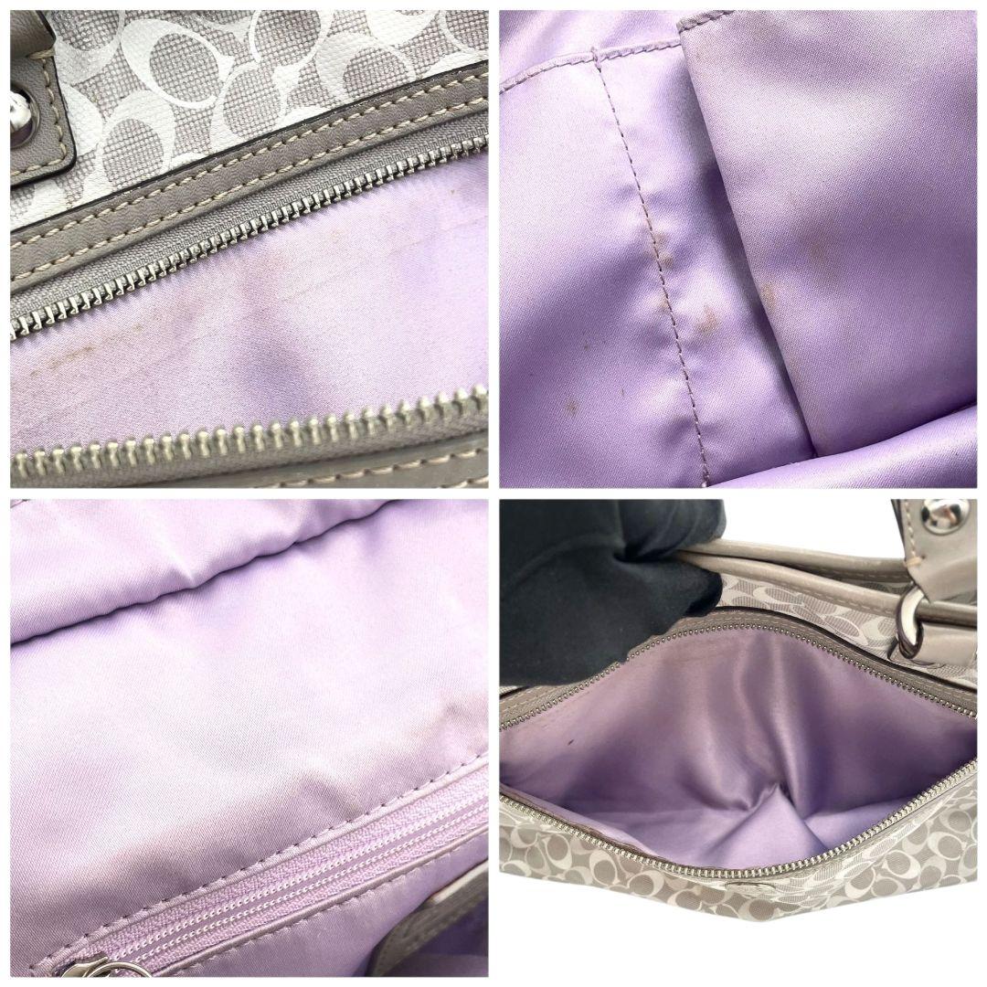 コーチ トートバッグ グレー シグネチャー ワンショルダー チャーム付き s15 ハンドバッグ 肩掛け可 肩かけ可 PVC 本革 ロゴプレート シルバー金具 F17179