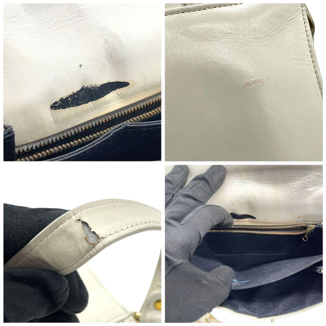 ウンガロ ショルダーバッグ 白 ホワイト アイボリー フラップ レザー 本革 ゴールド金具 ロゴ ungaro 上品 エレガント おしゃれ 斜め掛け可 通勤 通学