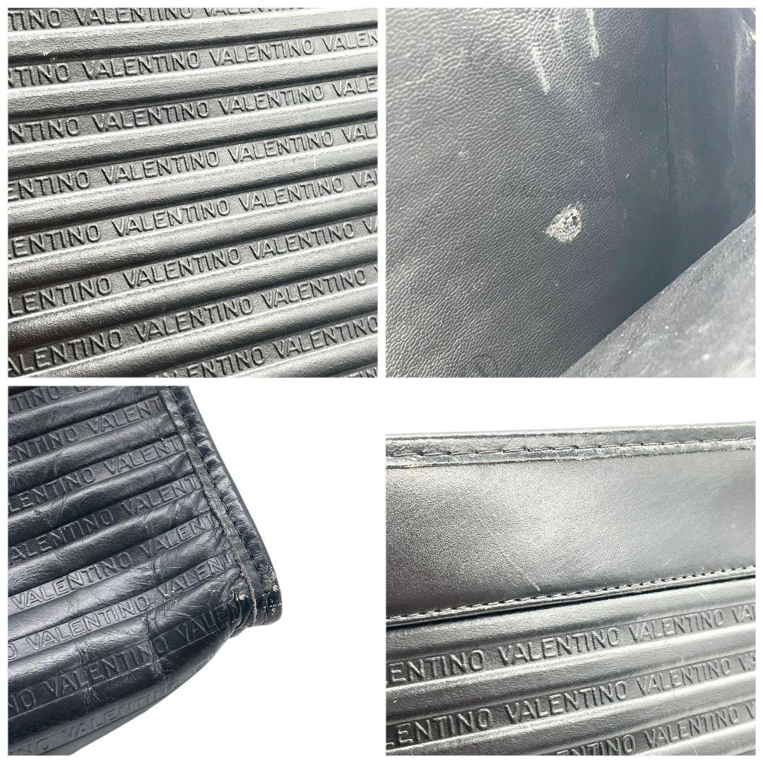 極美品 マリオヴァレンティノ セカンドバッグ 黒 総柄 ロゴ クラッチバッグ 本革 s94 レザー ブラック シルバー金具 ロゴプレート