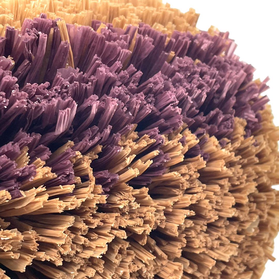 極美品 LUDLOW ラドロー E ウニバッグ 巾着 ハンドバッグ ベージュ パープル ブラウン ビニール キャンバス レザー シルバー金具 個性派 Y2K s