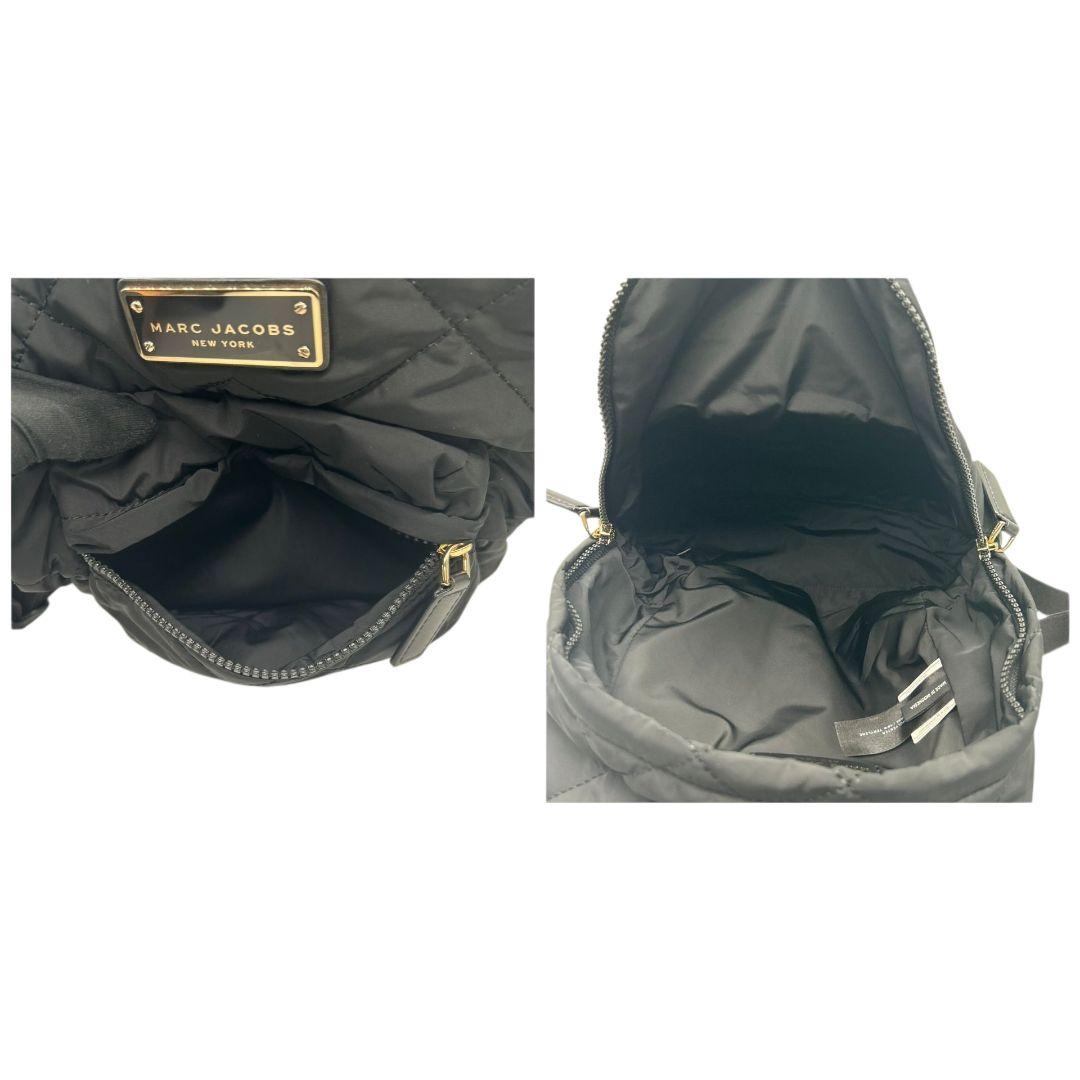 未使用級 マークジェイコブス バックパック 黒 キルティング ナイロン MARC s68 ゴールド金具 ロゴプレート ブランドロゴ ブラック MARC JACOBS