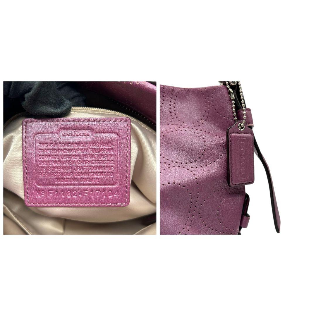 コーチ ショルダーバッグ ピンク パープル シグネチャー ワンショルダー レザー 本革 17104 斜め掛け可 シルバー金具 ロゴタグ COACH s82
