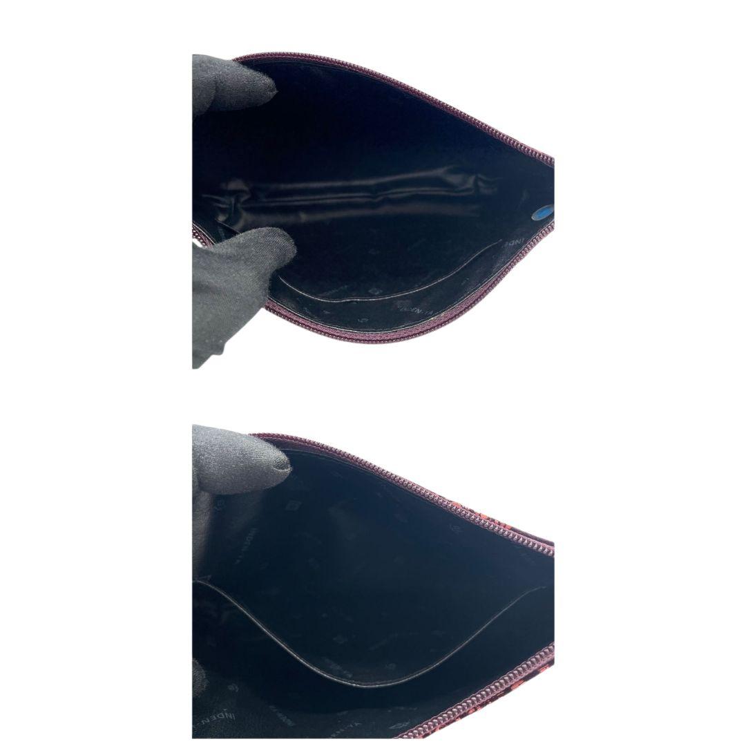 美品 ノーブランド ポーチ ピンク 花柄 バラ柄 小物入れ 化粧ポーチ レザー 本革 スウェード ブラウン 茶色 おしゃれ 可愛い 収納バッグ