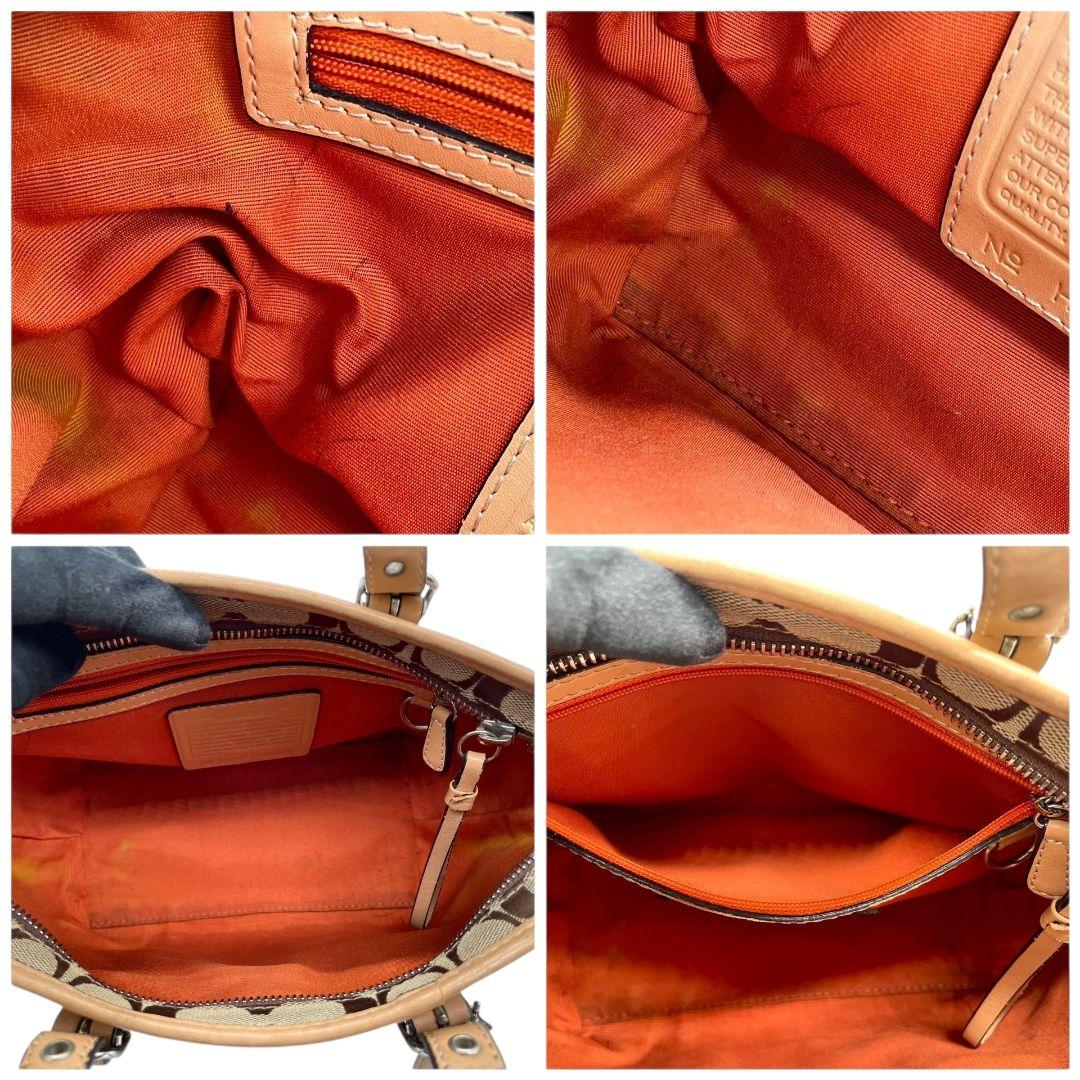 コーチ ハンドバッグ 茶 シグネチャー s6 キャンバス レザー 本革 トートバッグ ブラウン シルバー金具 ロゴタグ COACH 6043