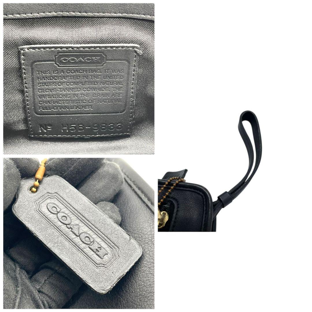 コーチ セカンドバッグ 黒 オールドコーチ クラッチバッグ レザー 本革 ロゴタグ ゴールド金具 COACH 9833 T7 ブラック メンズ レディース ビジネス オシャレ