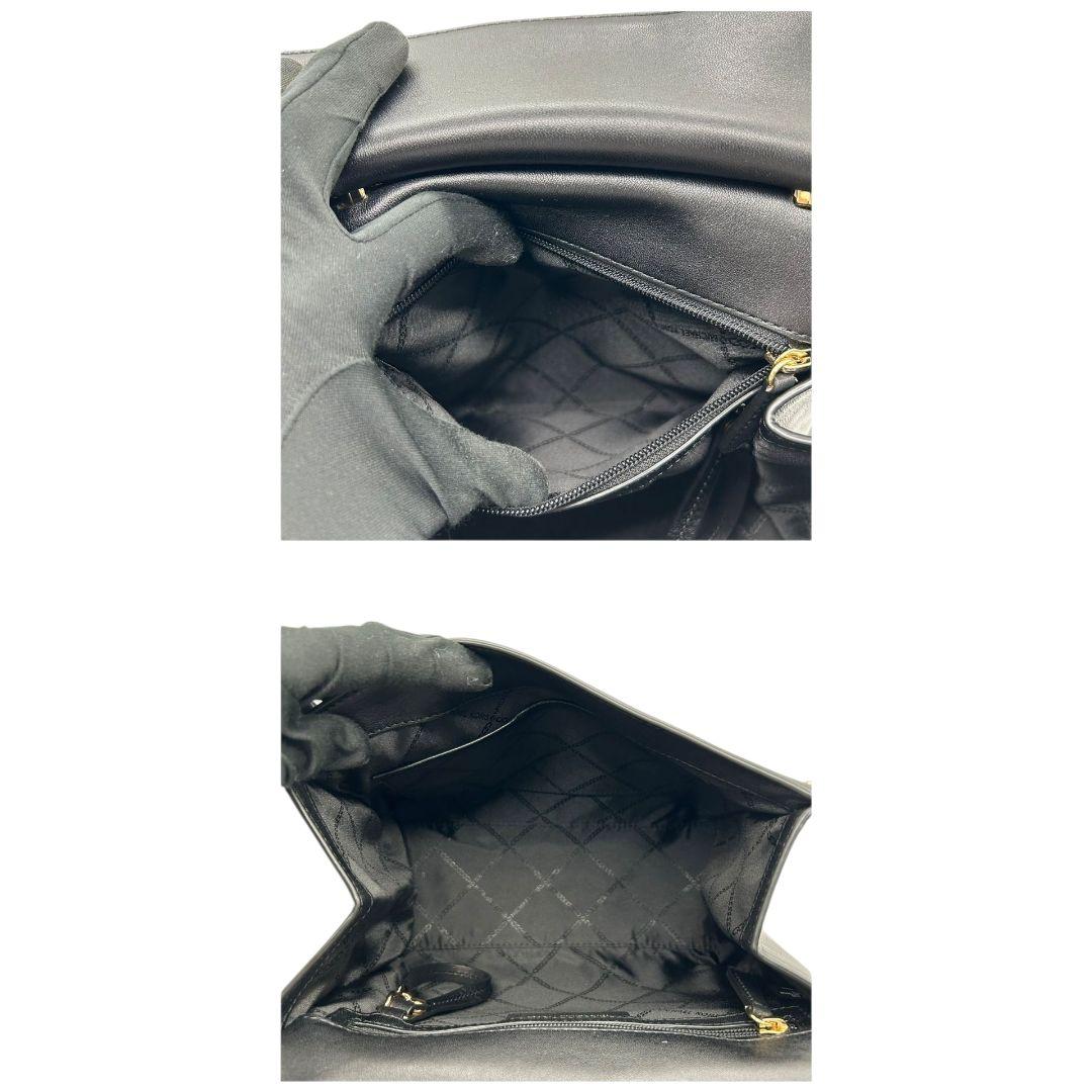 マイケルコース ハンドバッグ 黒 ブラック フラップ 2way トートバッグ ショルダーバッグ 斜め掛け可 レザー 本革 ゴールド金具 ロゴ s15 MICHAEL KORS