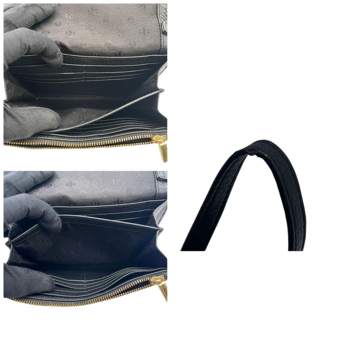 トリーバーチ ショルダーバッグ 黒 ロゴ フラップ レザー チェーン s5 本革 斜め掛け可 ブラック ゴールド金具 TORY BURCH オシャレ