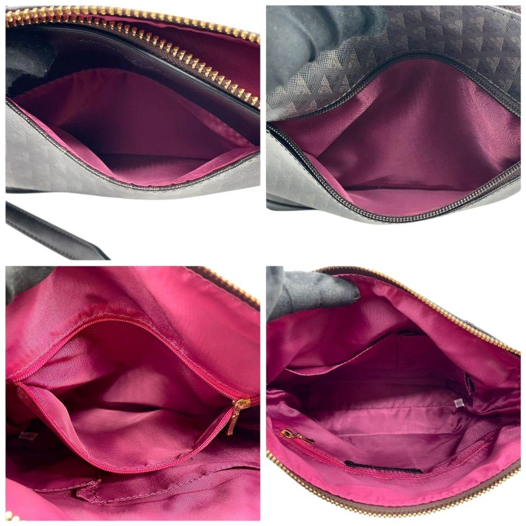 美品 パトリックコックス ショルダーバッグ 茶 総柄 斜め掛け可 レザー u14 本革 ゴールド金具 ロゴ ブラウン PATRICK COX