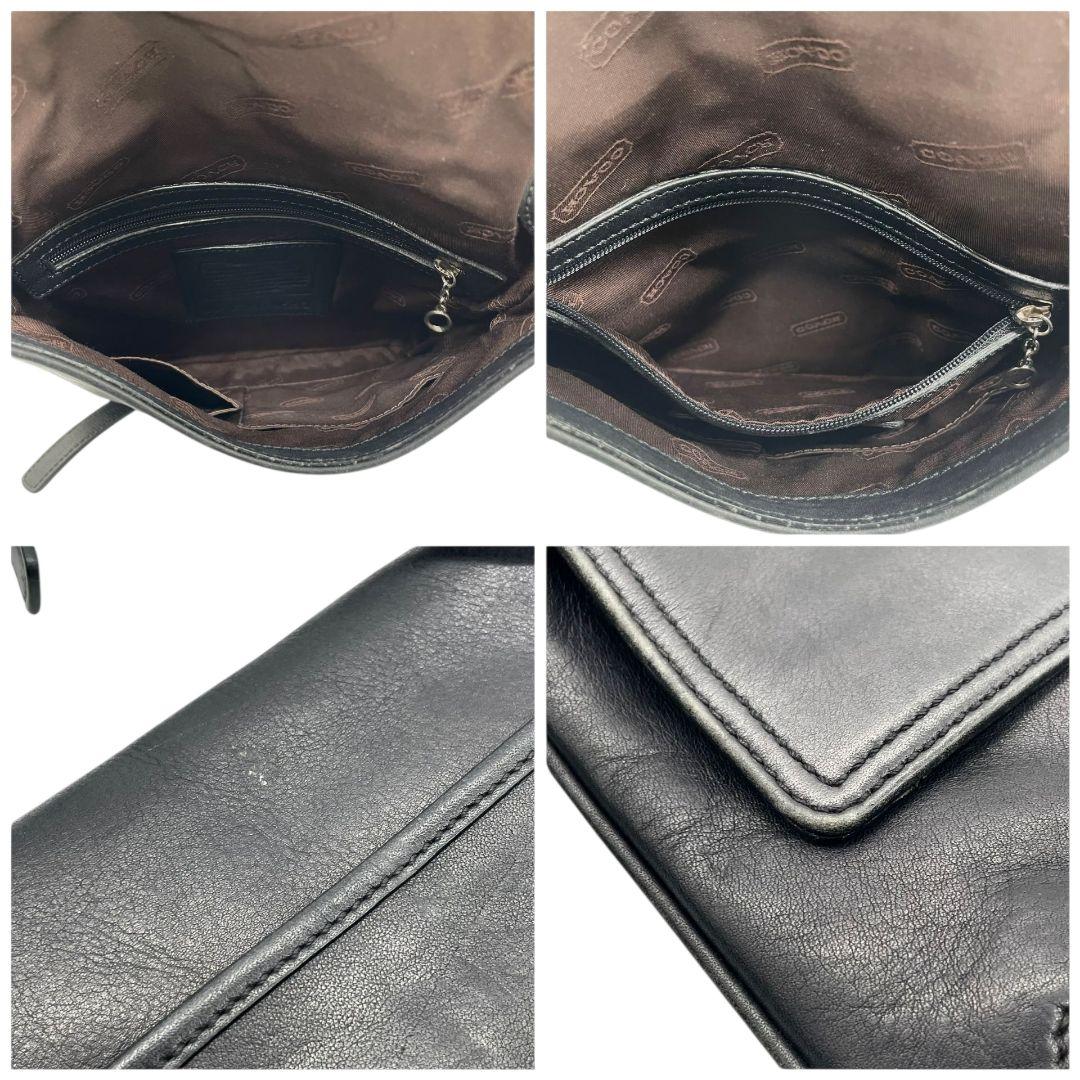 コーチ COACH ショルダーバッグ 黒 オールドコーチ フラップ ベルト レザー ハンドバッグ 本革 ブラック 斜め掛け可 シルバー金具 ロゴタグ 9592 T6 レディース