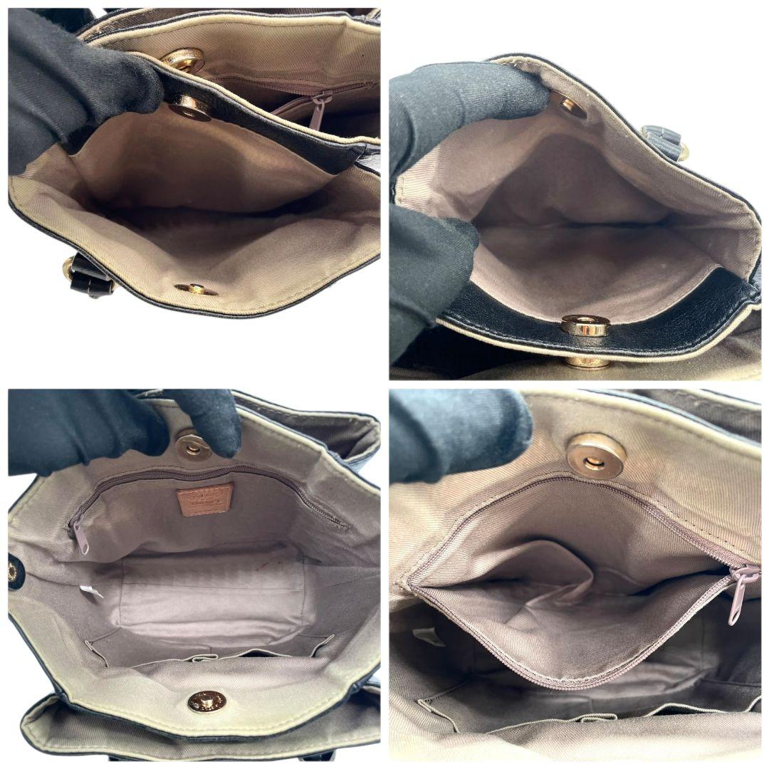 ラシット ハンドバッグ 黒 モノグラム 型押し 2way 斜め掛け可 s94 トートバッグ ショルダーバッグ 本革 ブラック シルバー金具 russet