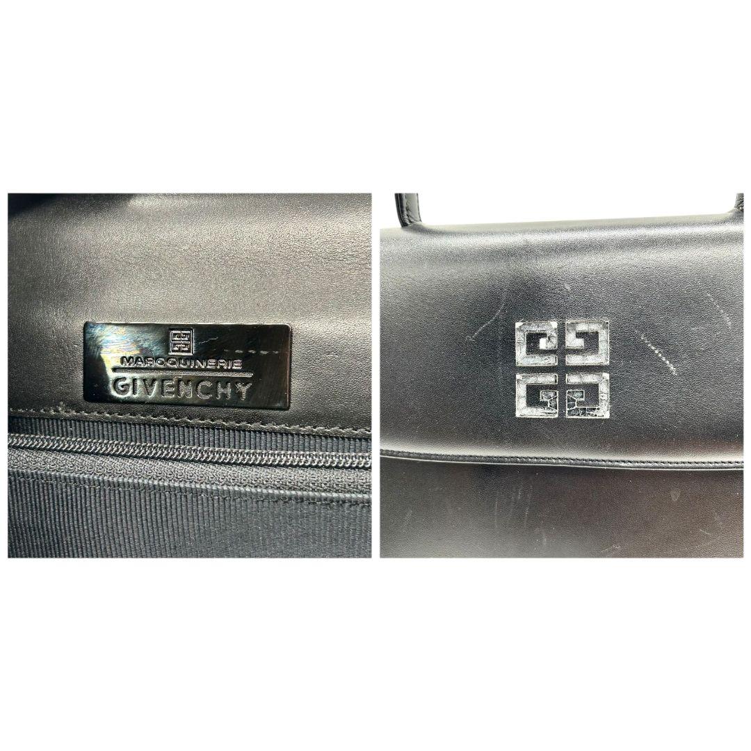 ジバンシィ GIVENCHY ハンドバッグ トートバッグ 黒 ブラック レザー 本革 4Gロゴ フラップ ロゴプレート 自立可 シルバー金具 レディース