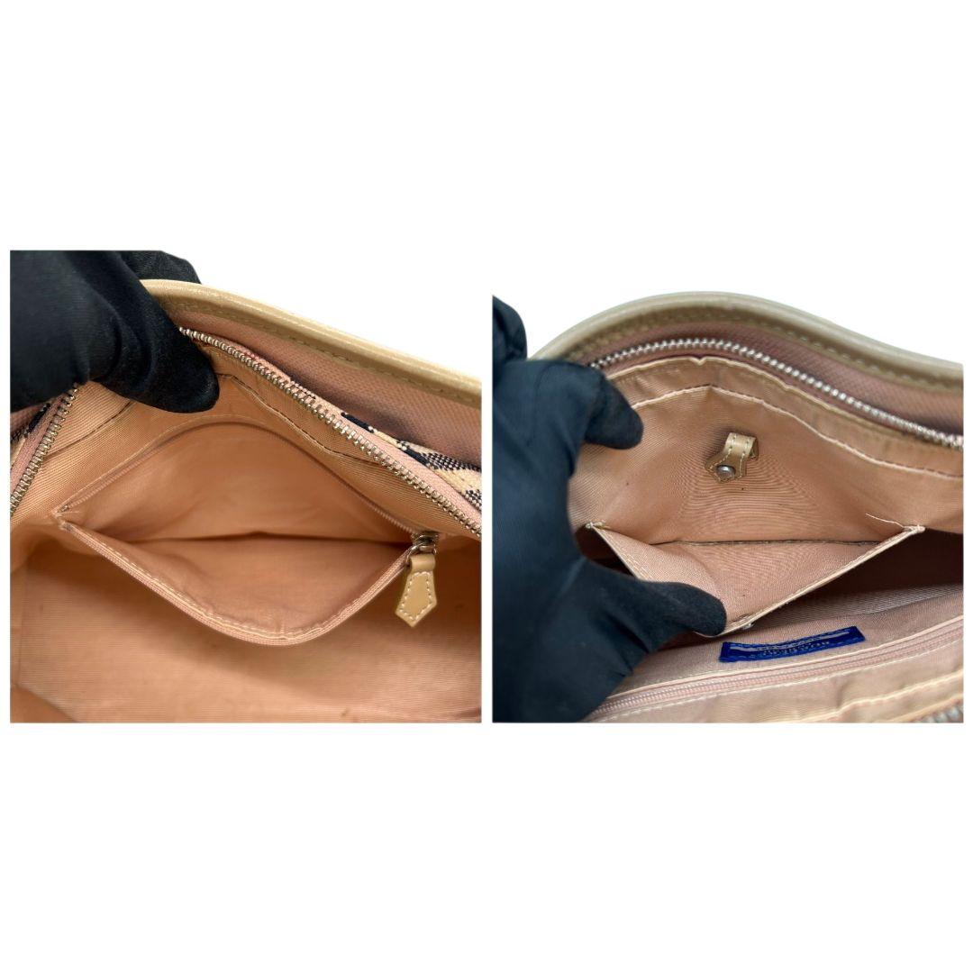 バーバリー ハンドバッグ ピンク ノバチェック ブルーレーベル キャンバス s51 トートバッグ ベージュ シルバー金具 自立可 スタッズ レザー 本革 BURBERRY