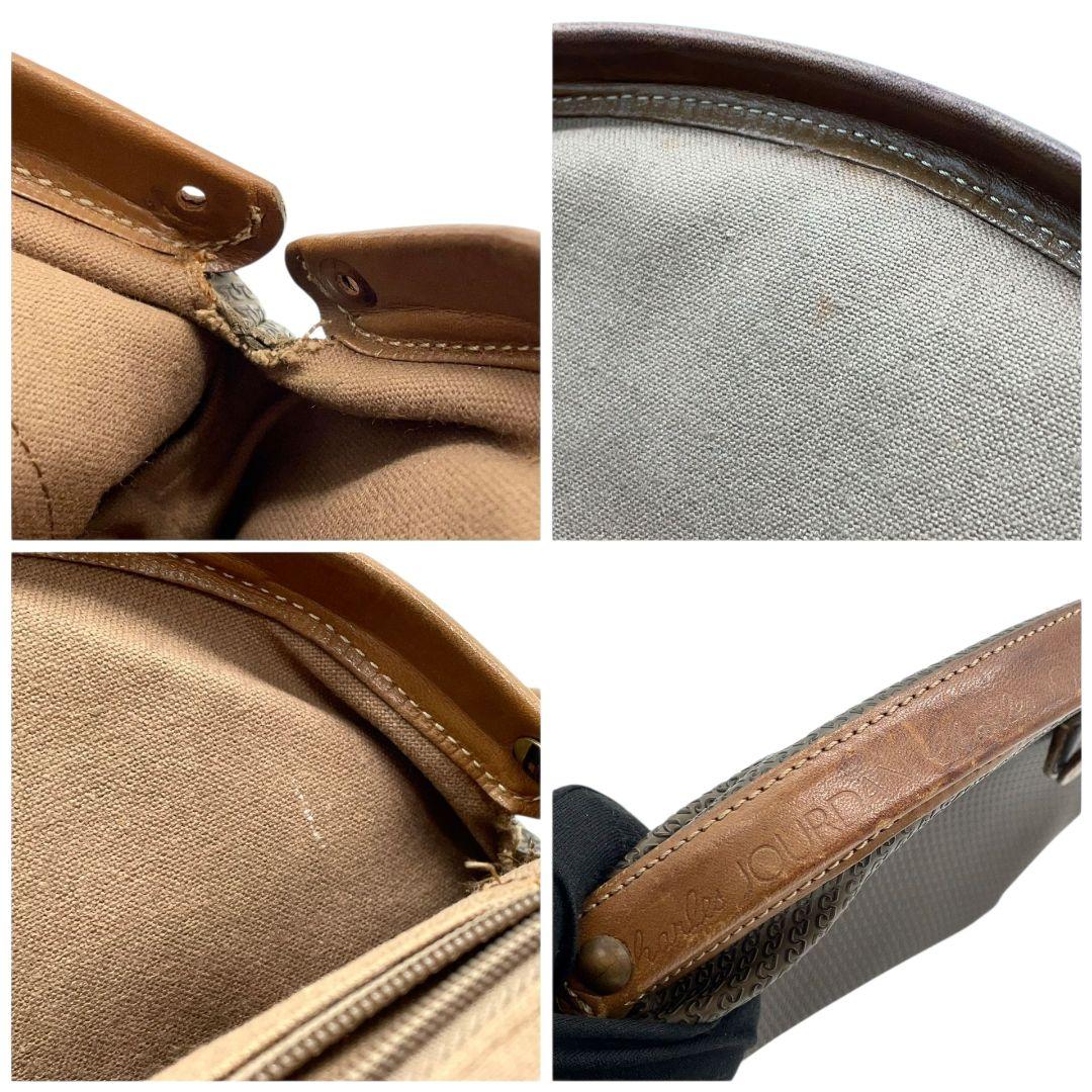 シャルルジョルダン クラッチバッグ カーキ 総柄 ロゴ セカンドバッグ s69 CHARLES JOURDAN シリコン レザー 本革 ロゴプレート