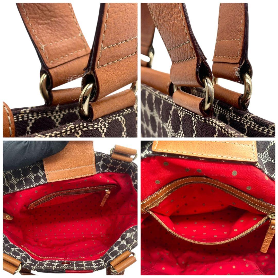 ケイトスペード トートバッグ 茶 ブラウン 赤 レッド ドット柄 ハンドバッグ A4収納可 キャンバス レザー 本革 ゴールド金具 ロゴプレート kate spade おしゃれ 通勤 通学