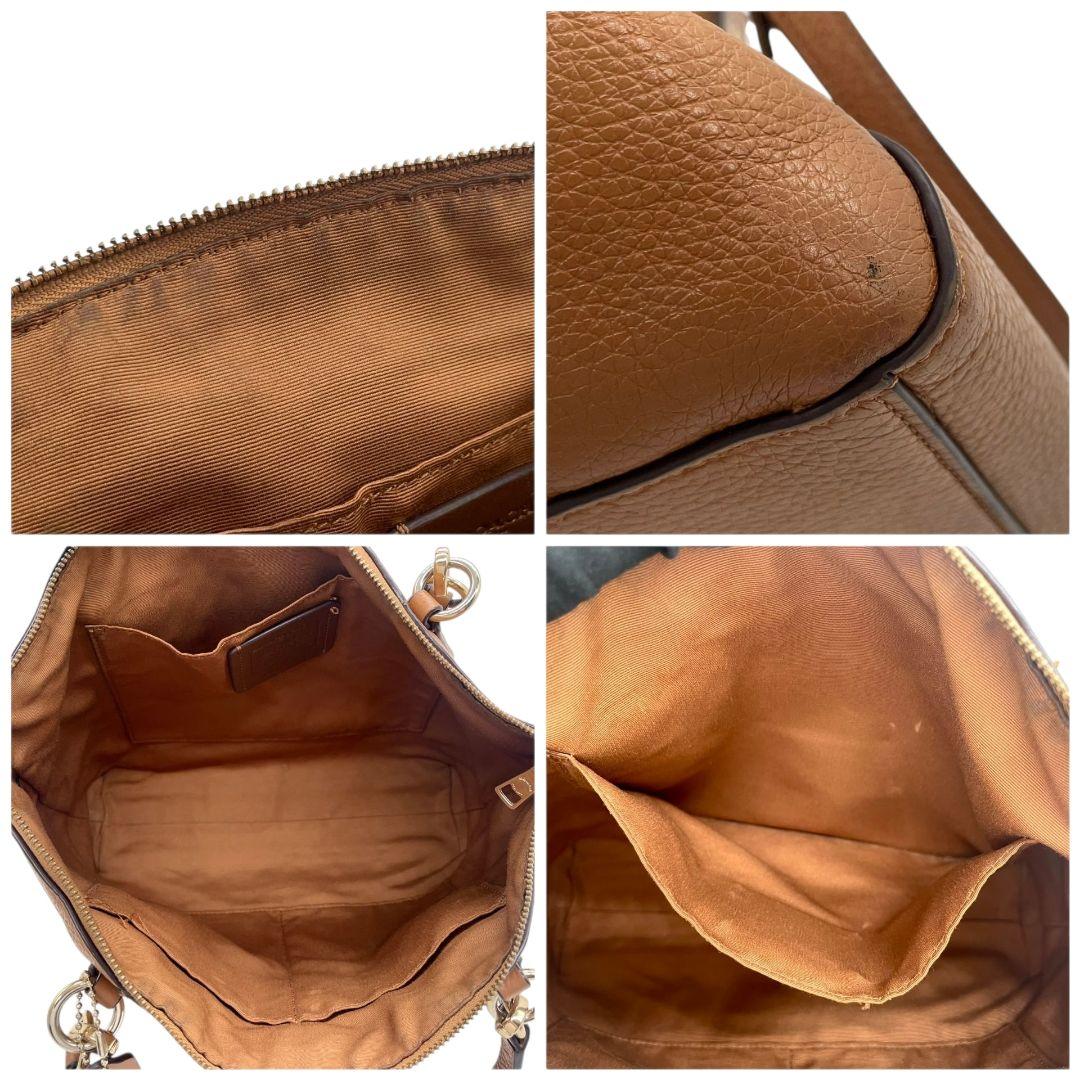 コーチ ハンドバッグ 茶 2way チェーン 斜め掛け可 レザー ロゴ s9 本革 ショルダーバッグ トートバッグ ブラウン ゴールド金具 ロゴタグ F28993