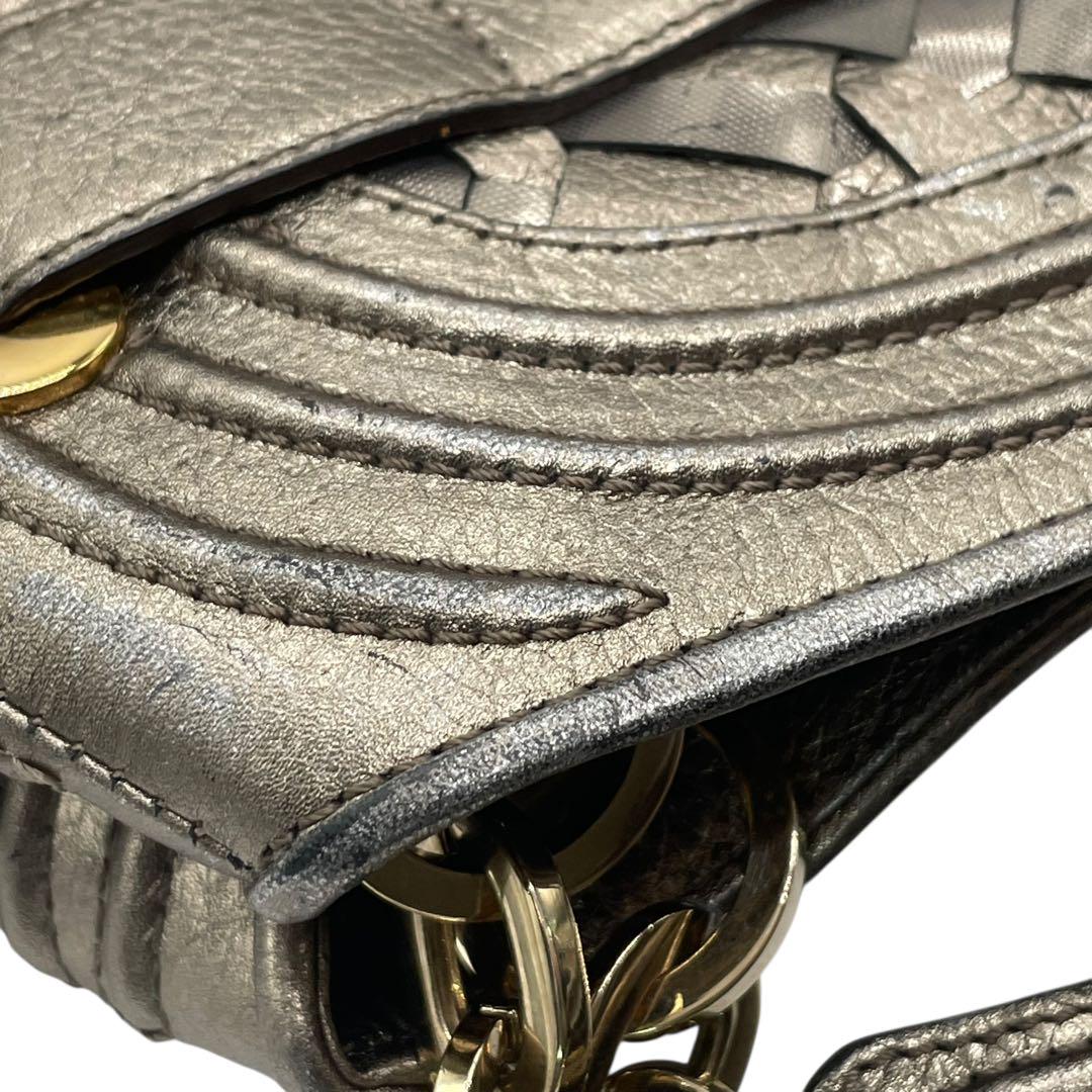 ヴェルサーチ トートバッグ グレー シルバー ブロンズ グラデーションカラー 編み込み レザー T5 肩掛け ワンショルダーバッグ ハンドバッグ ゴールド金具 ロゴ刻印 VERSACE