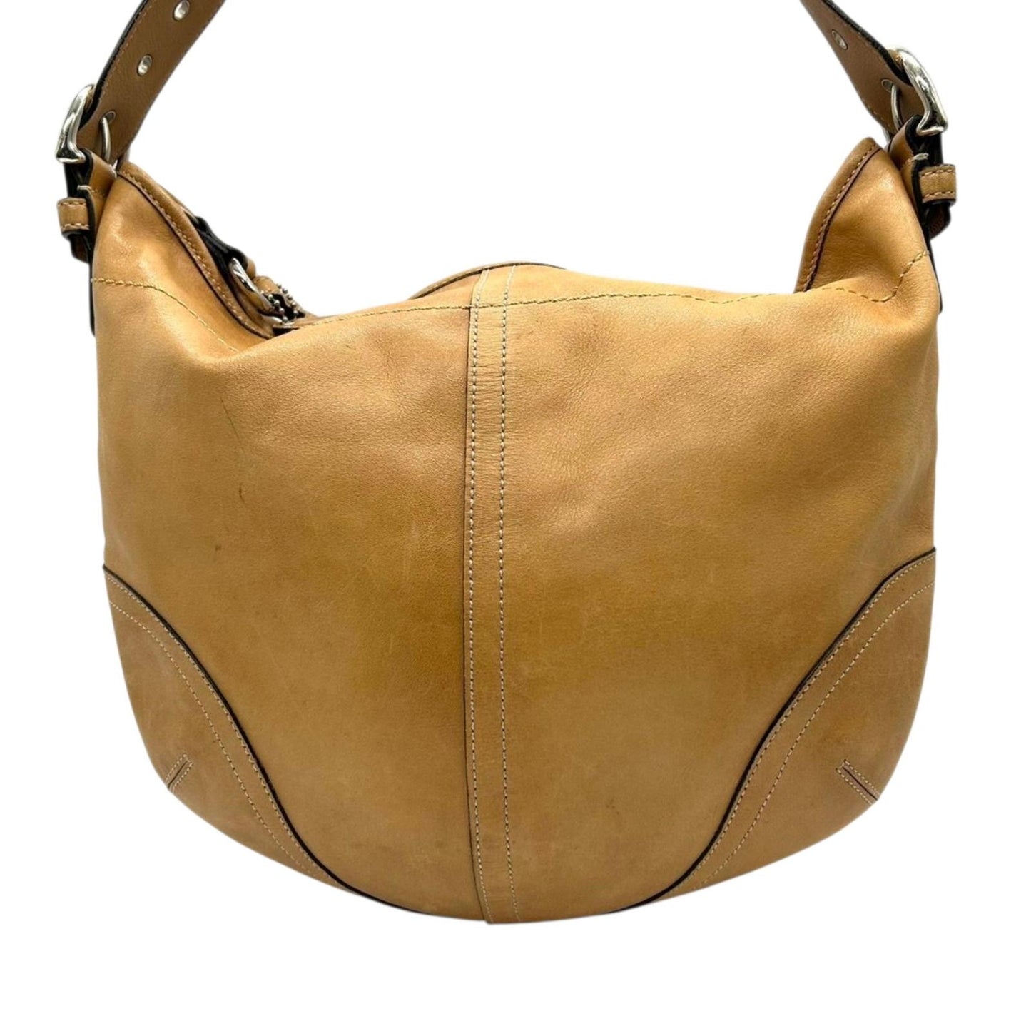 COACH コーチ ショルダーバッグ ホーボーバッグ 3651 レザー キャメル ブラウン ワンショルダー 肩掛け レディース シルバー金具 ビンテージ クラシック シンプル デイリーユース 通勤 通学 A4収納可能 クリーニング済み S44