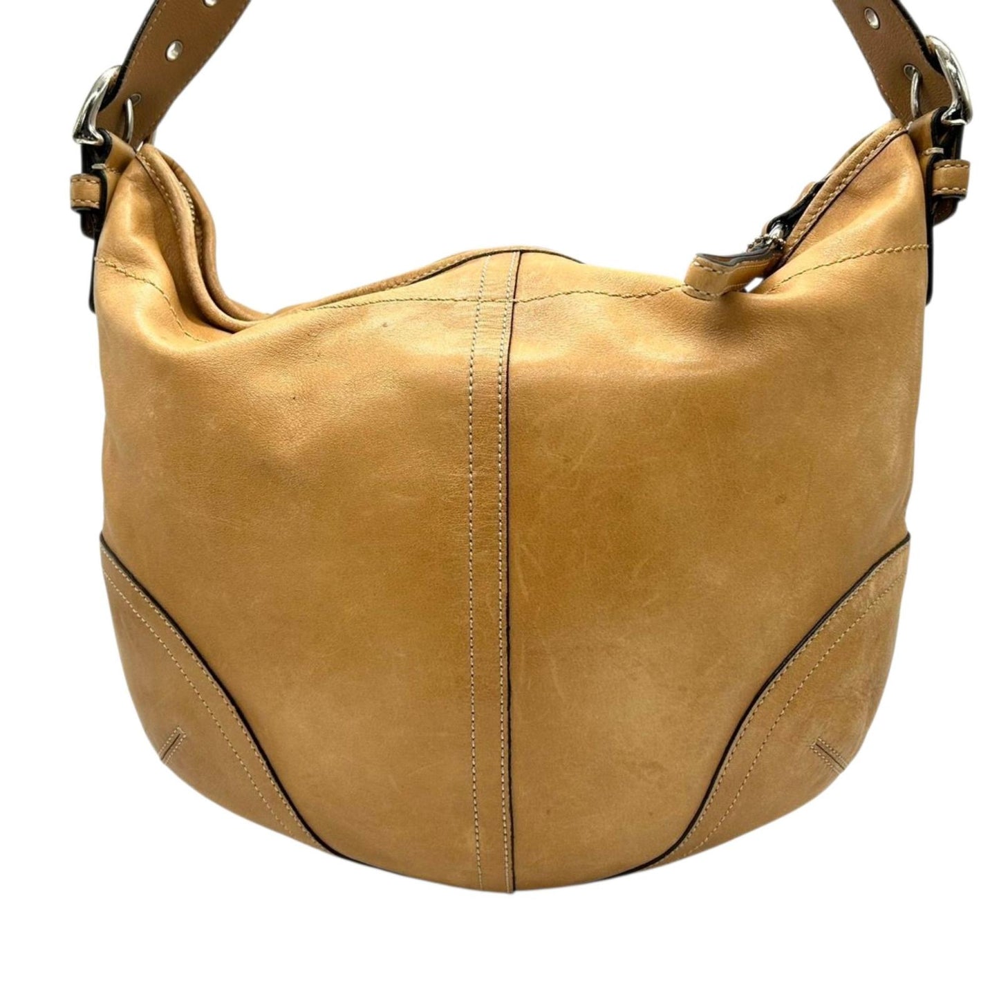 COACH コーチ ショルダーバッグ ホーボーバッグ 3651 レザー キャメル ブラウン ワンショルダー 肩掛け レディース シルバー金具 ビンテージ クラシック シンプル デイリーユース 通勤 通学 A4収納可能 クリーニング済み S44