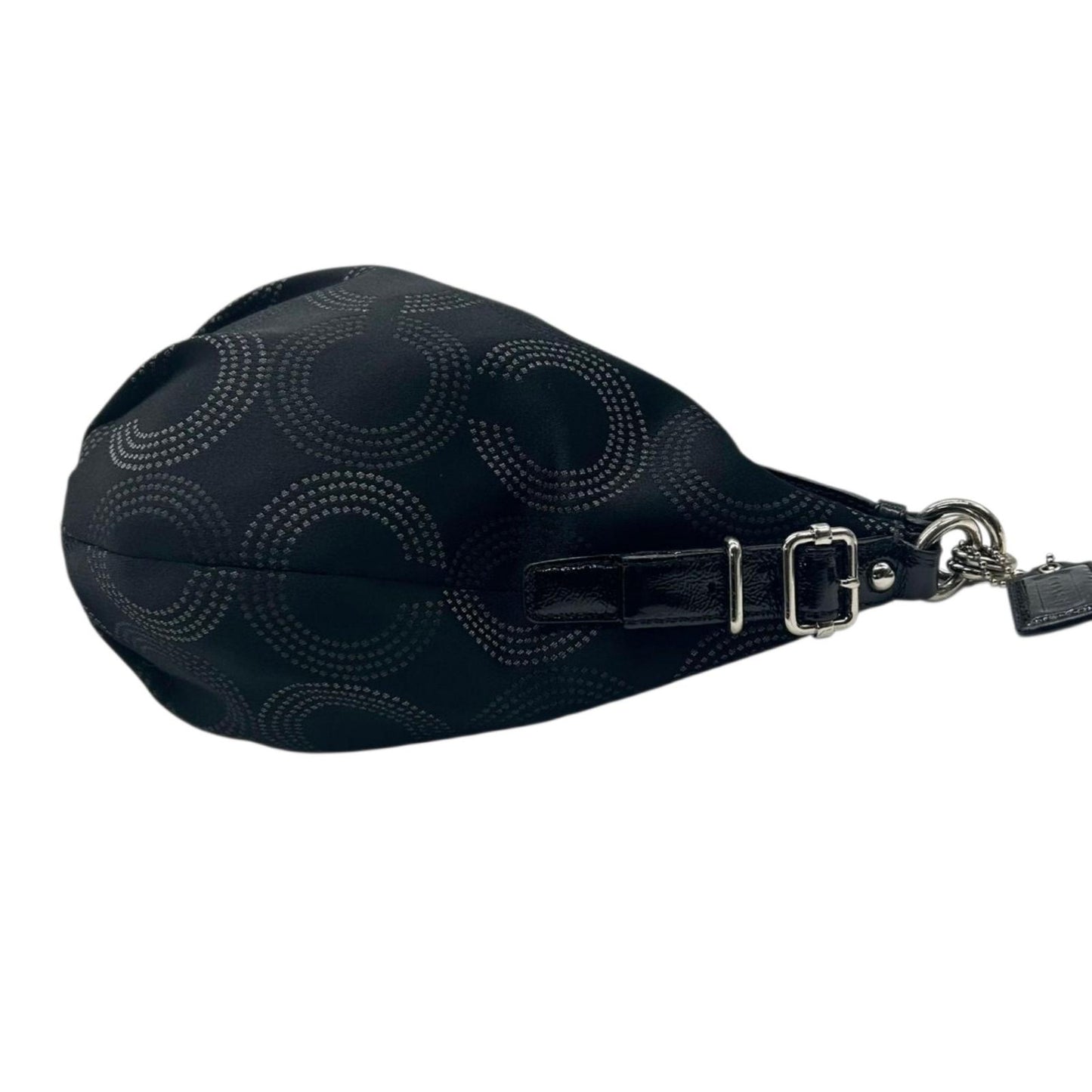 【美品】COACH コーチ オプアート 2WAY ショルダーバッグ ハンドバッグ 15929 ワンショルダー ホーボーバッグ ドット柄 サークルロゴ ナイロン レザー ブラック レディース 軽量 エレガント 通勤 通学 クリーニング済み E5