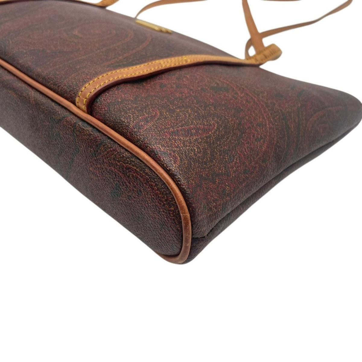 美品 ETRO エトロ ペイズリー トートバッグ ショルダーバッグ ブラウン 総柄 レザー イタリア製 ヴィンテージ 肩掛け レディース 上品 エレガント 通勤 デイリー ゴールド金具 横長 軽量 高級 ブランドバッグ S70