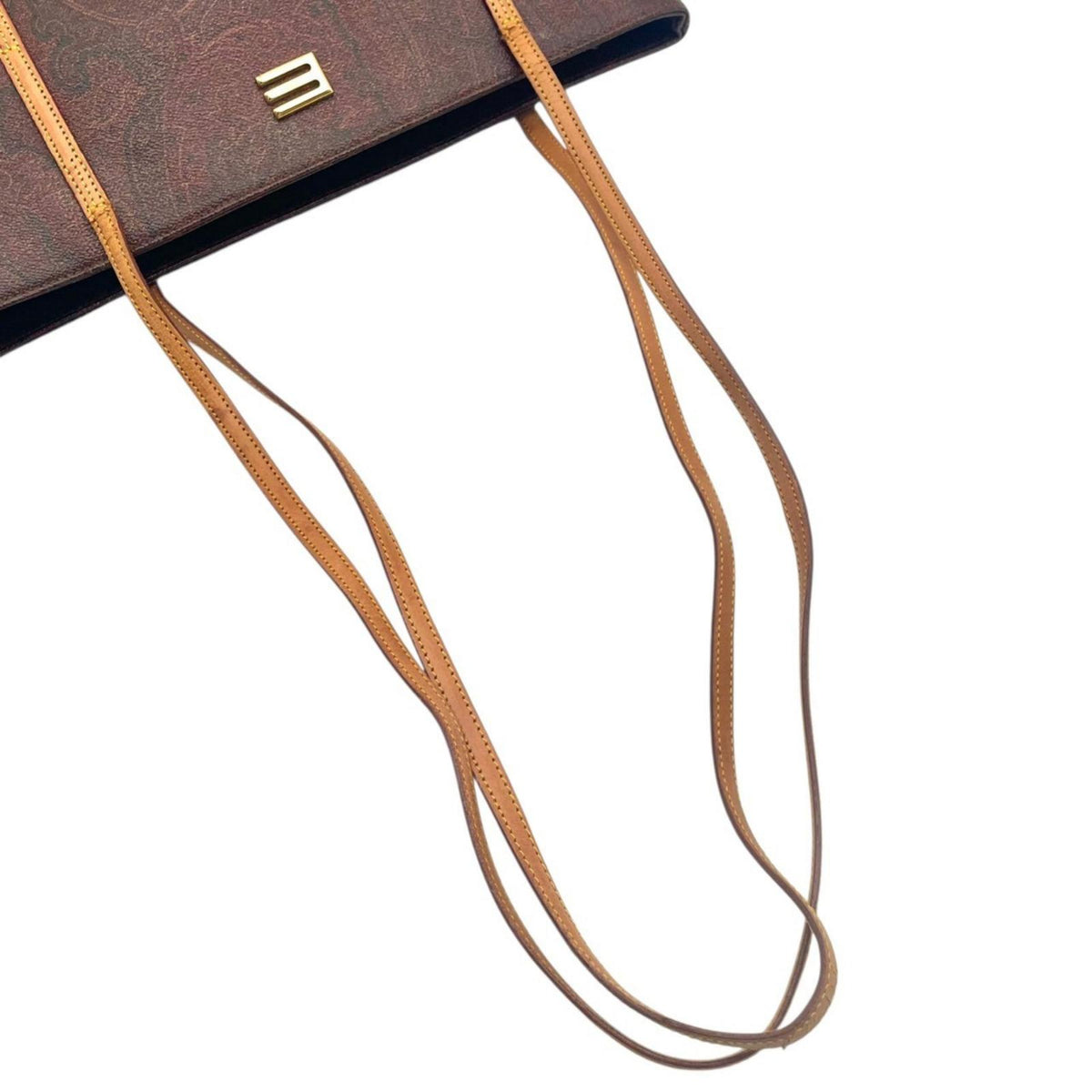 美品 ETRO エトロ ペイズリー トートバッグ ショルダーバッグ ブラウン 総柄 レザー イタリア製 ヴィンテージ 肩掛け レディース 上品 エレガント 通勤 デイリー ゴールド金具 横長 軽量 高級 ブランドバッグ S70
