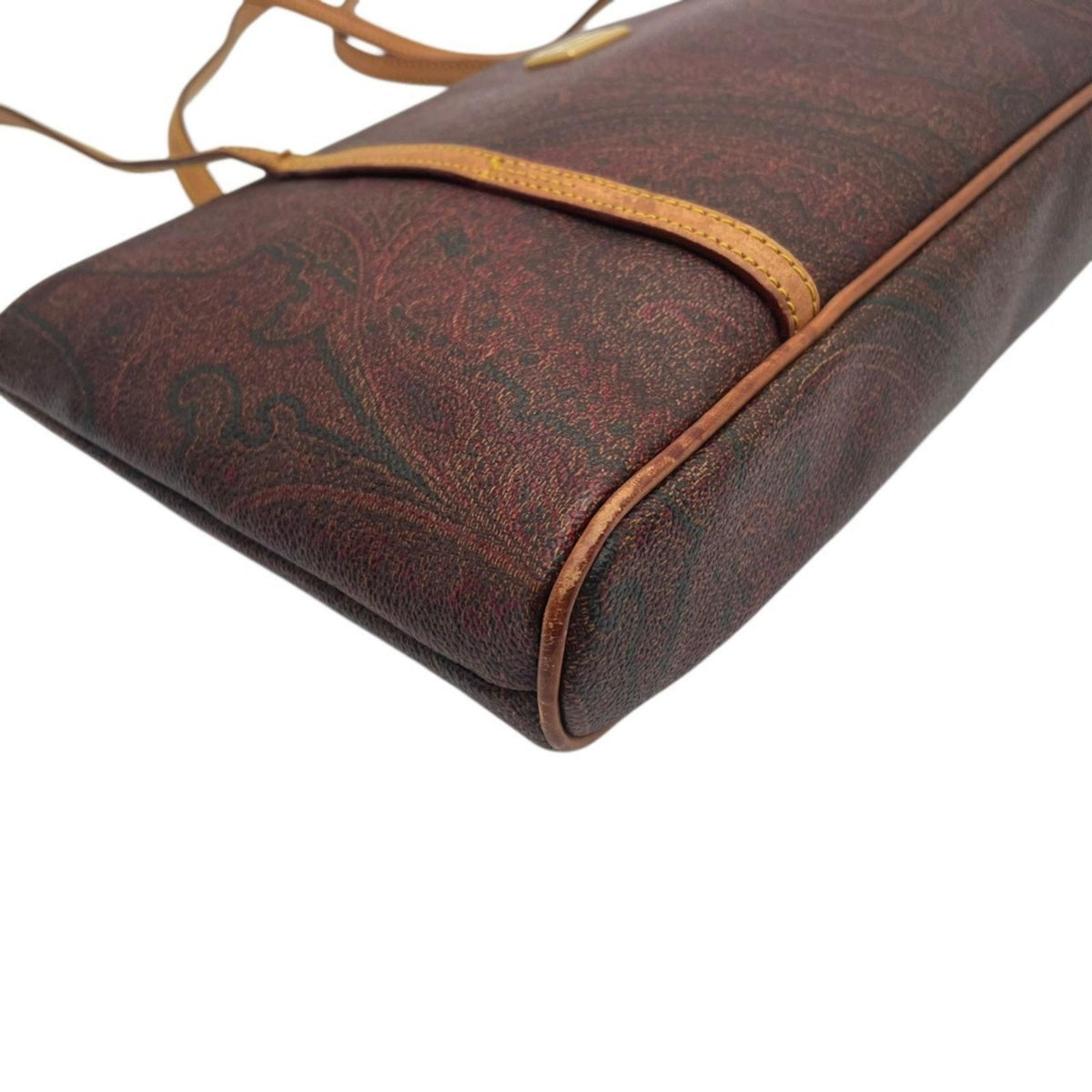 美品 ETRO エトロ ペイズリー トートバッグ ショルダーバッグ ブラウン 総柄 レザー イタリア製 ヴィンテージ 肩掛け レディース 上品 エレガント 通勤 デイリー ゴールド金具 横長 軽量 高級 ブランドバッグ S70