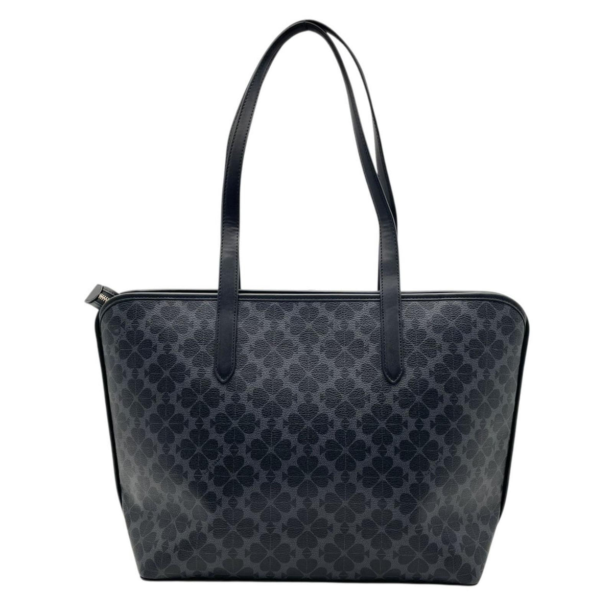 美品 kate spade ケイトスペード トートバッグ ラージ シグネチャー スペード フラワー KG086 ブラックマルチ PVC レザー A4収納 大容量 肩掛け ファスナー開閉 レディース 通勤 通学 エレガント ロゴ S86