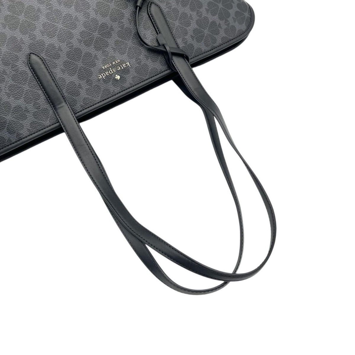 美品 kate spade ケイトスペード トートバッグ ラージ シグネチャー スペード フラワー KG086 ブラックマルチ PVC レザー A4収納 大容量 肩掛け ファスナー開閉 レディース 通勤 通学 エレガント ロゴ S86