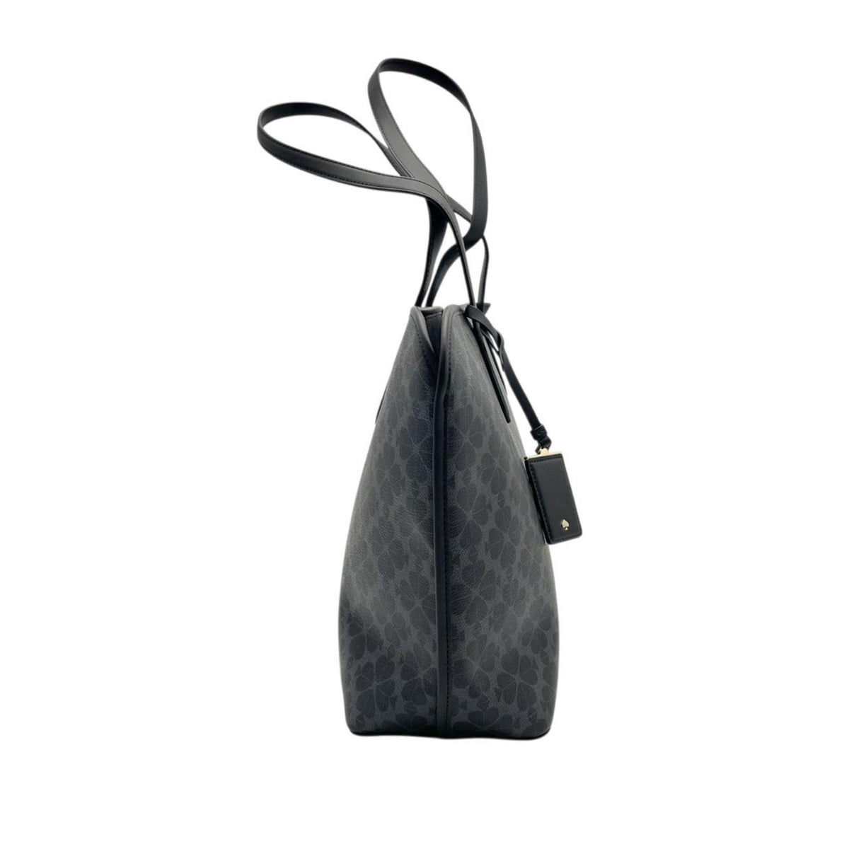 美品 kate spade ケイトスペード トートバッグ ラージ シグネチャー スペード フラワー KG086 ブラックマルチ PVC レザー A4収納 大容量 肩掛け ファスナー開閉 レディース 通勤 通学 エレガント ロゴ S86