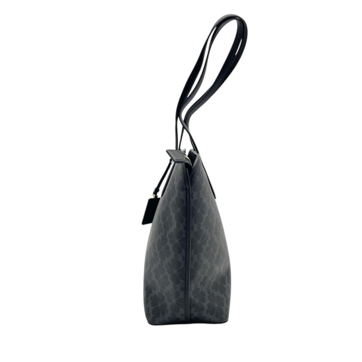 美品 kate spade ケイトスペード トートバッグ ラージ シグネチャー スペード フラワー KG086 ブラックマルチ PVC レザー A4収納 大容量 肩掛け ファスナー開閉 レディース 通勤 通学 エレガント ロゴ S86