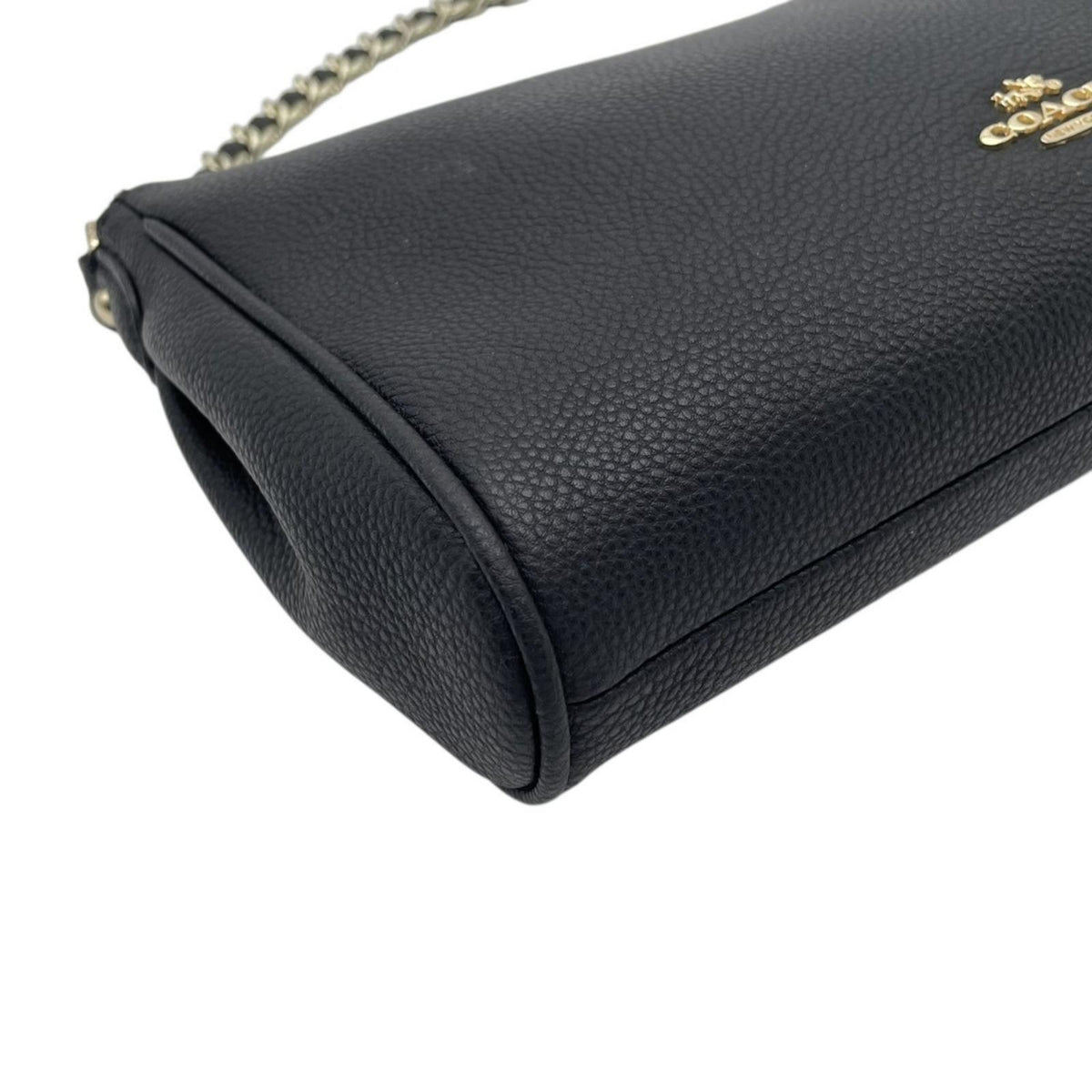 COACH コーチ ショルダーバッグ 2WAY ペブルドレザー 黒 ブラック F22215 チェーン ゴールド金具 本革 斜め掛け 肩掛け クロスボディ ハンドバッグ ファスナー開閉 レディース シンプル 上品 エレガント S86