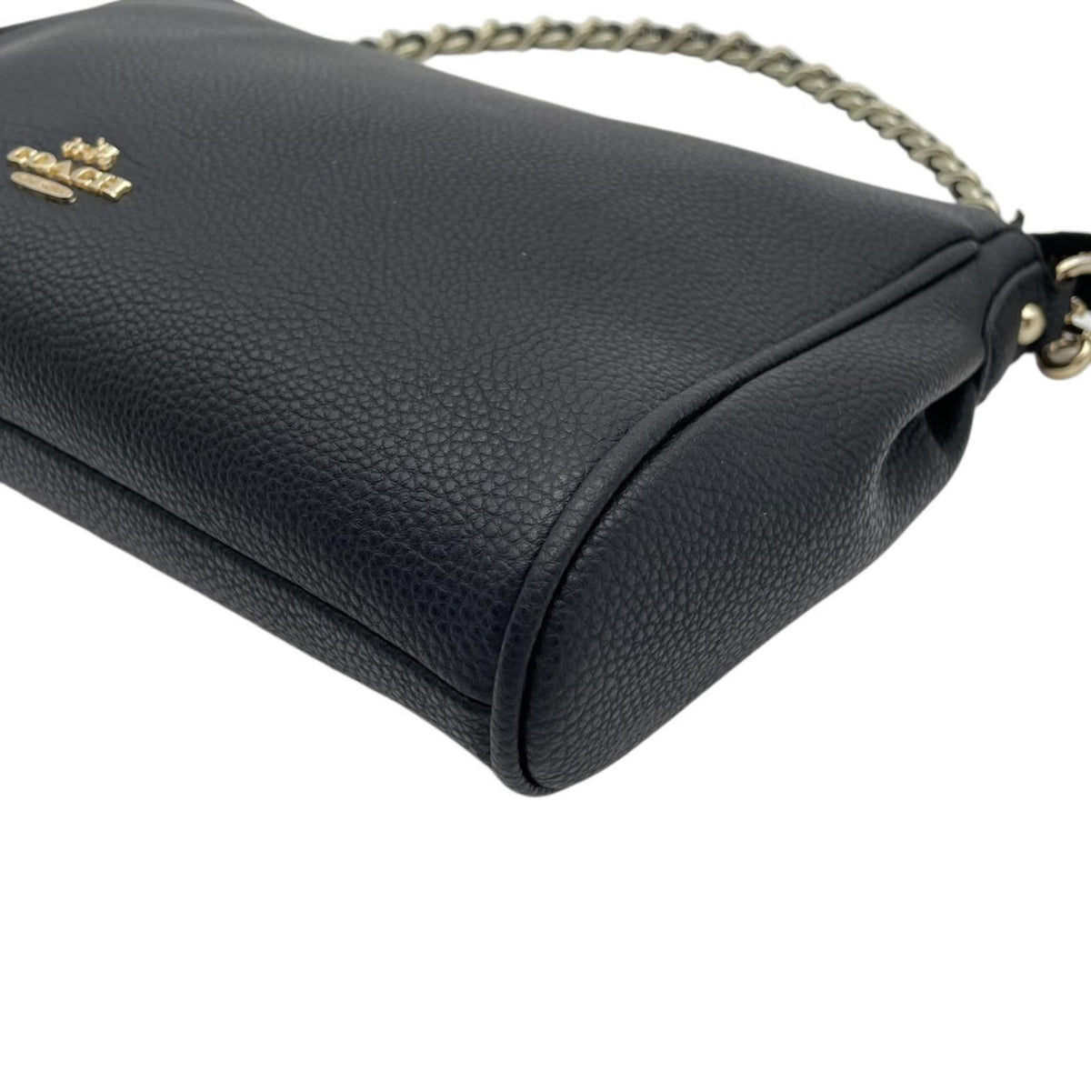 COACH コーチ ショルダーバッグ 2WAY ペブルドレザー 黒 ブラック F22215 チェーン ゴールド金具 本革 斜め掛け 肩掛け クロスボディ ハンドバッグ ファスナー開閉 レディース シンプル 上品 エレガント S86