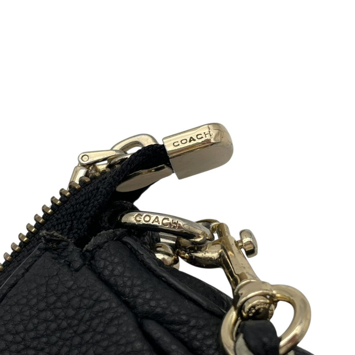 COACH コーチ ショルダーバッグ 2WAY ペブルドレザー 黒 ブラック F22215 チェーン ゴールド金具 本革 斜め掛け 肩掛け クロスボディ ハンドバッグ ファスナー開閉 レディース シンプル 上品 エレガント S86