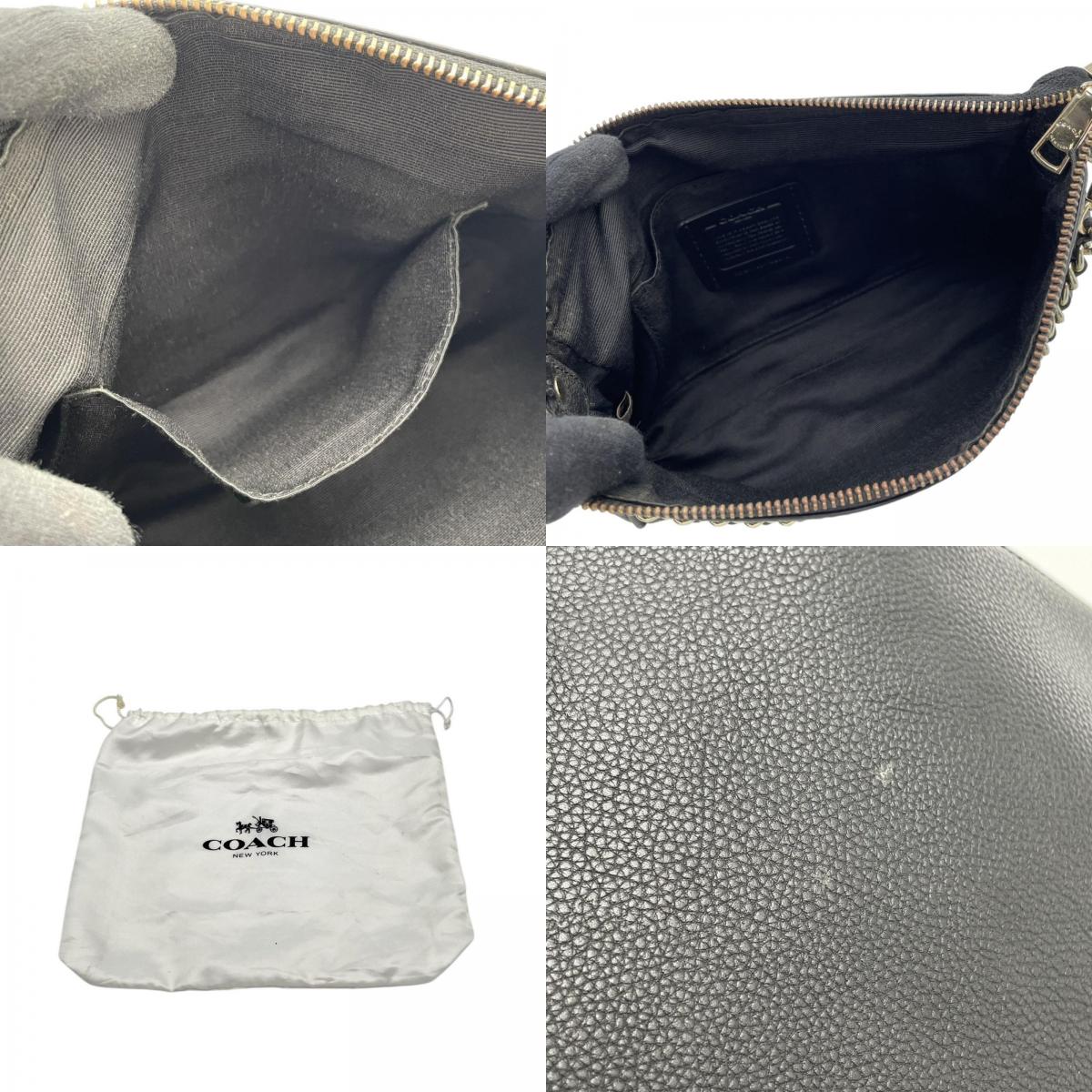 COACH コーチ ショルダーバッグ 2WAY ペブルドレザー 黒 ブラック F22215 チェーン ゴールド金具 本革 斜め掛け 肩掛け クロスボディ ハンドバッグ ファスナー開閉 レディース シンプル 上品 エレガント S86