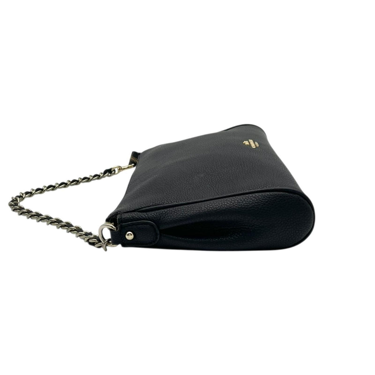 COACH コーチ ショルダーバッグ 2WAY ペブルドレザー 黒 ブラック F22215 チェーン ゴールド金具 本革 斜め掛け 肩掛け クロスボディ ハンドバッグ ファスナー開閉 レディース シンプル 上品 エレガント S86