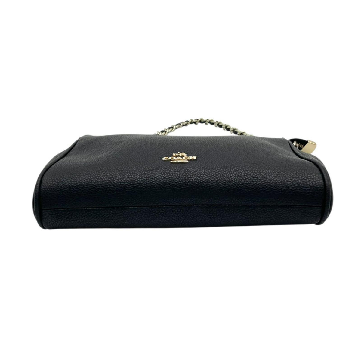 COACH コーチ ショルダーバッグ 2WAY ペブルドレザー 黒 ブラック F22215 チェーン ゴールド金具 本革 斜め掛け 肩掛け クロスボディ ハンドバッグ ファスナー開閉 レディース シンプル 上品 エレガント S86