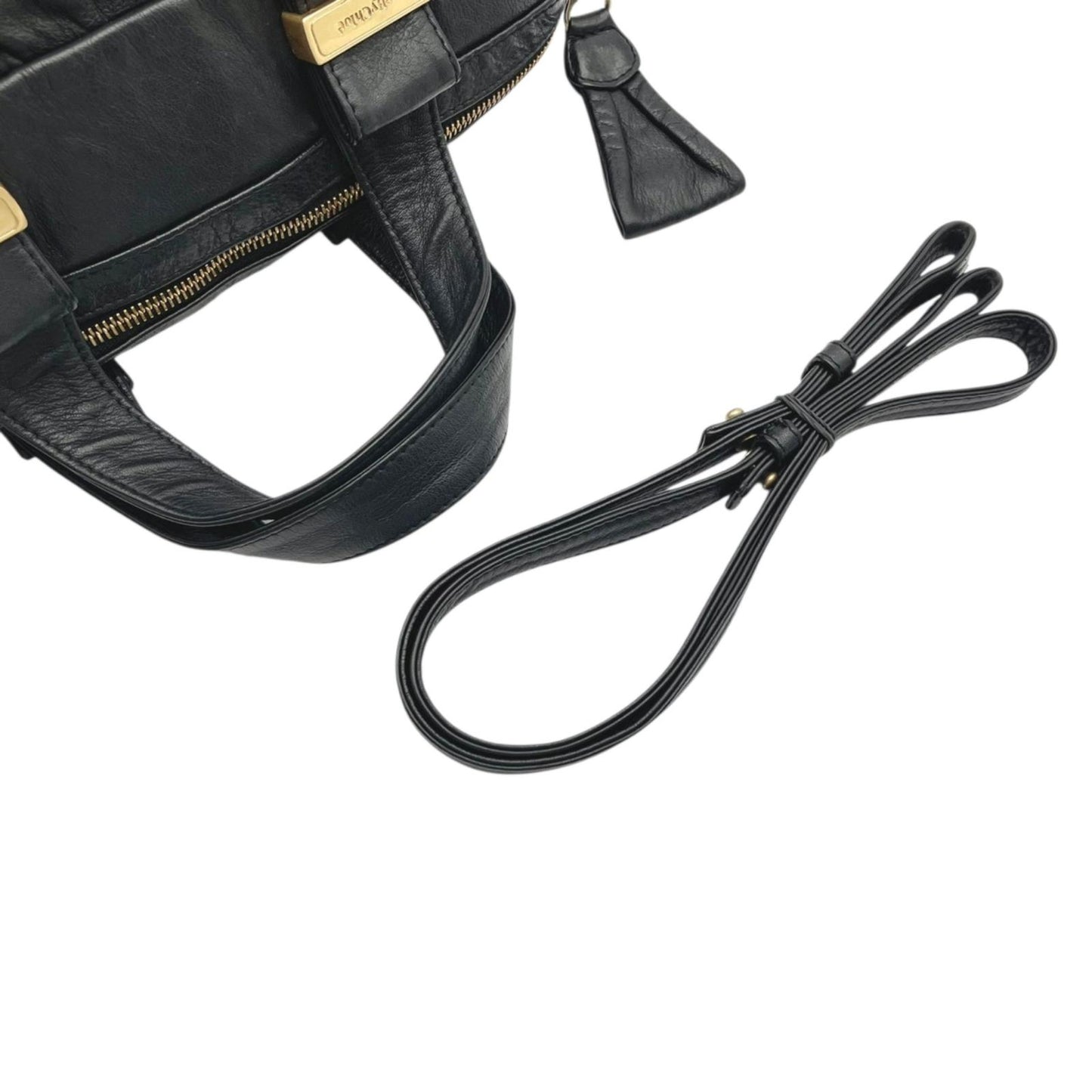 シーバイクロエ SeeByChloe 2way ハンドバッグ ショルダーバッグ クロスボディ サッチェル カバン 鞄 レザー 本革 ブラック 黒 ギャザー ゴールド金具 斜め掛け可 レディース エレガント クラシック カジュアル デイリーユース 通勤 通学 お出かけ 旅行 普段使い 良品 S23